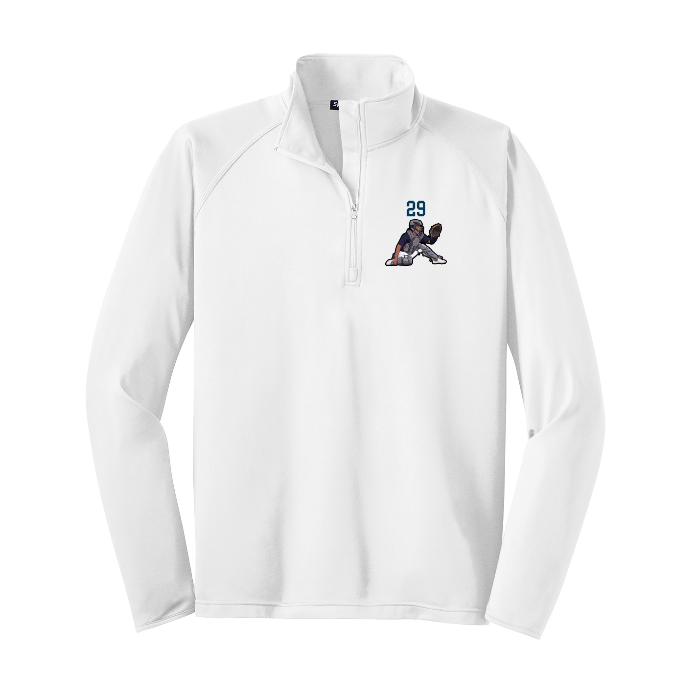 Q-Zip Pullover — Number Top in White