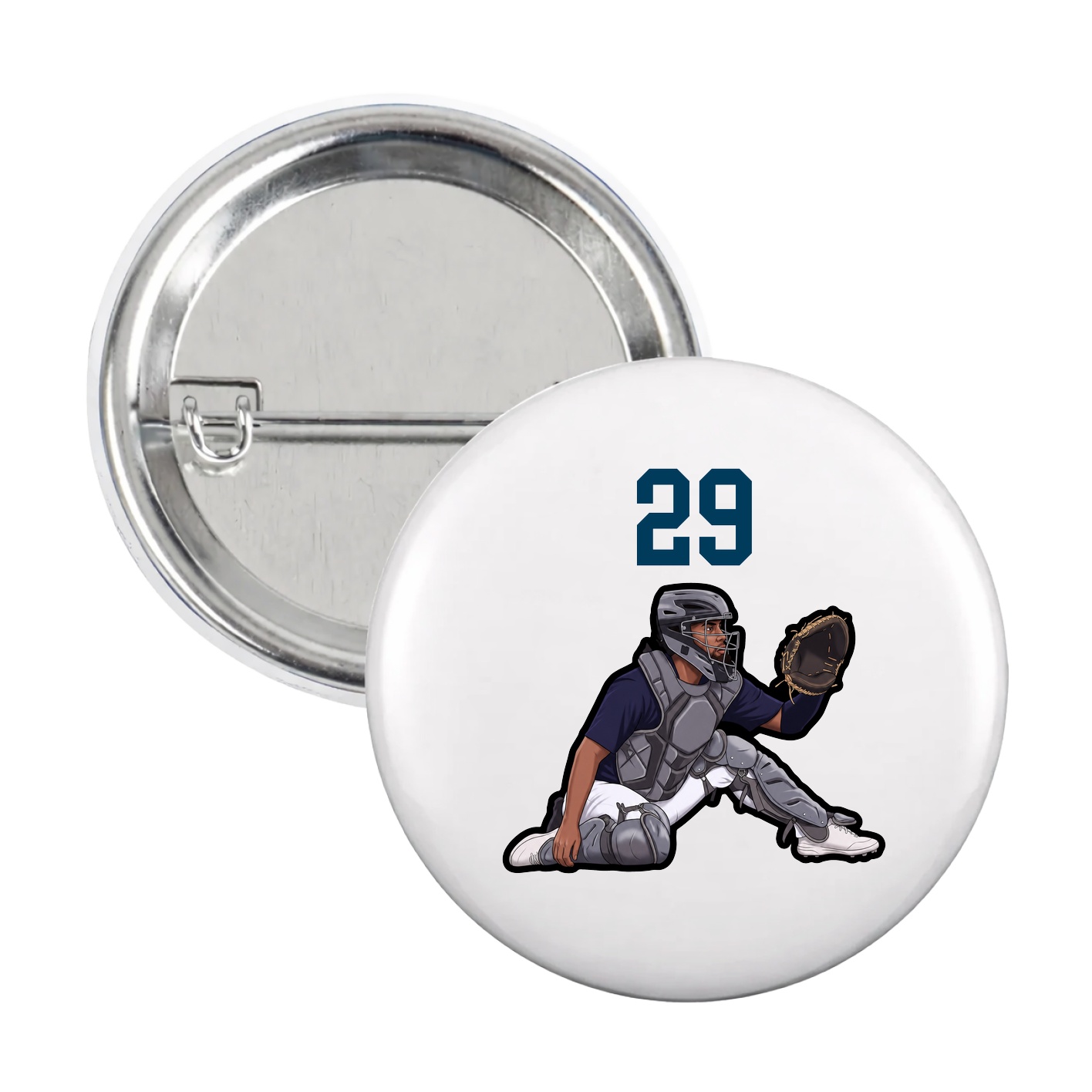 Game Day Button — Number Top in White
