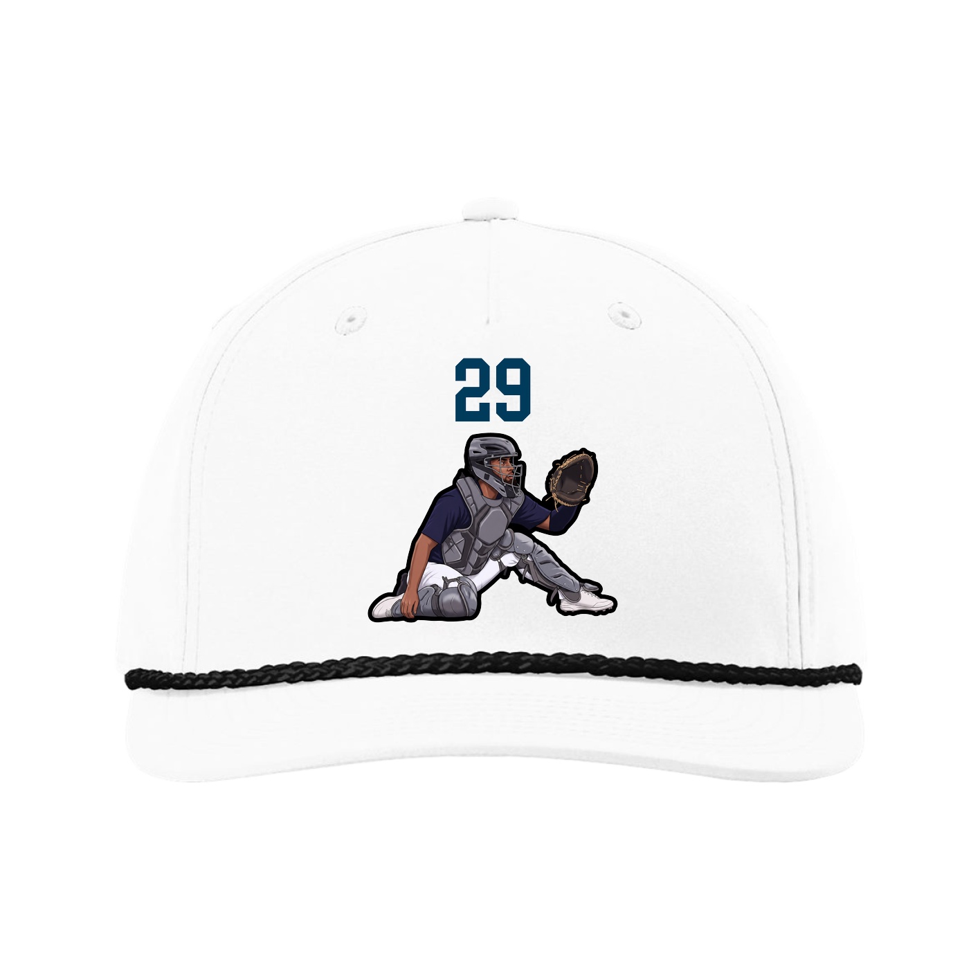 Five-Panel Classic Rope Cap — Number Top in White