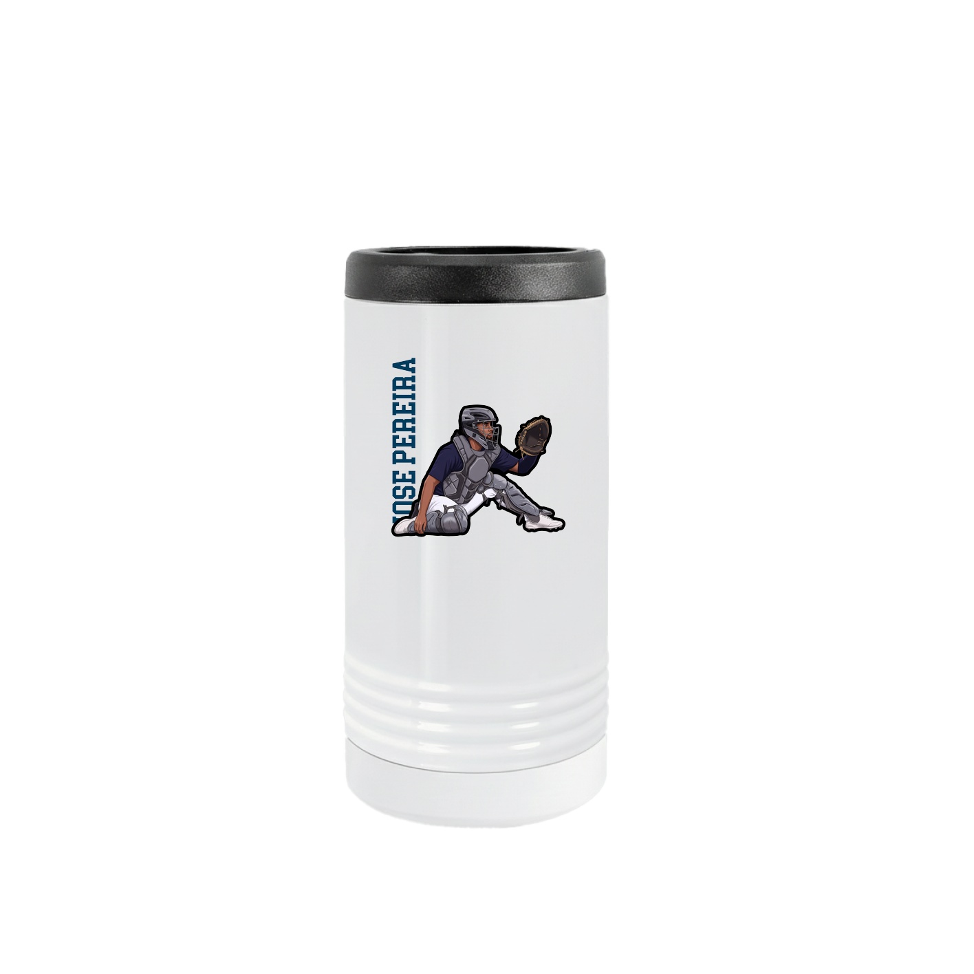 Slim Beverage Holder — Name Vertical in White