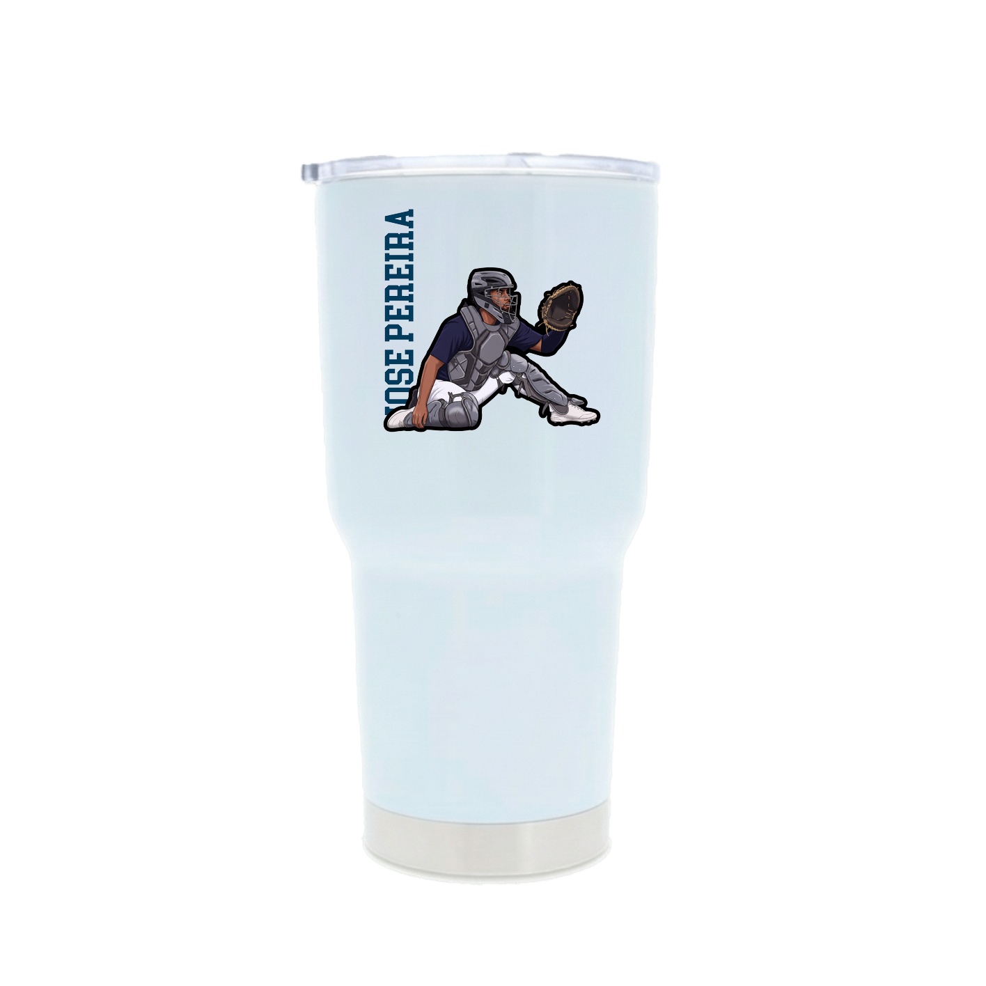 30oz Stainless Steel Tumbler — Name Vertical in White