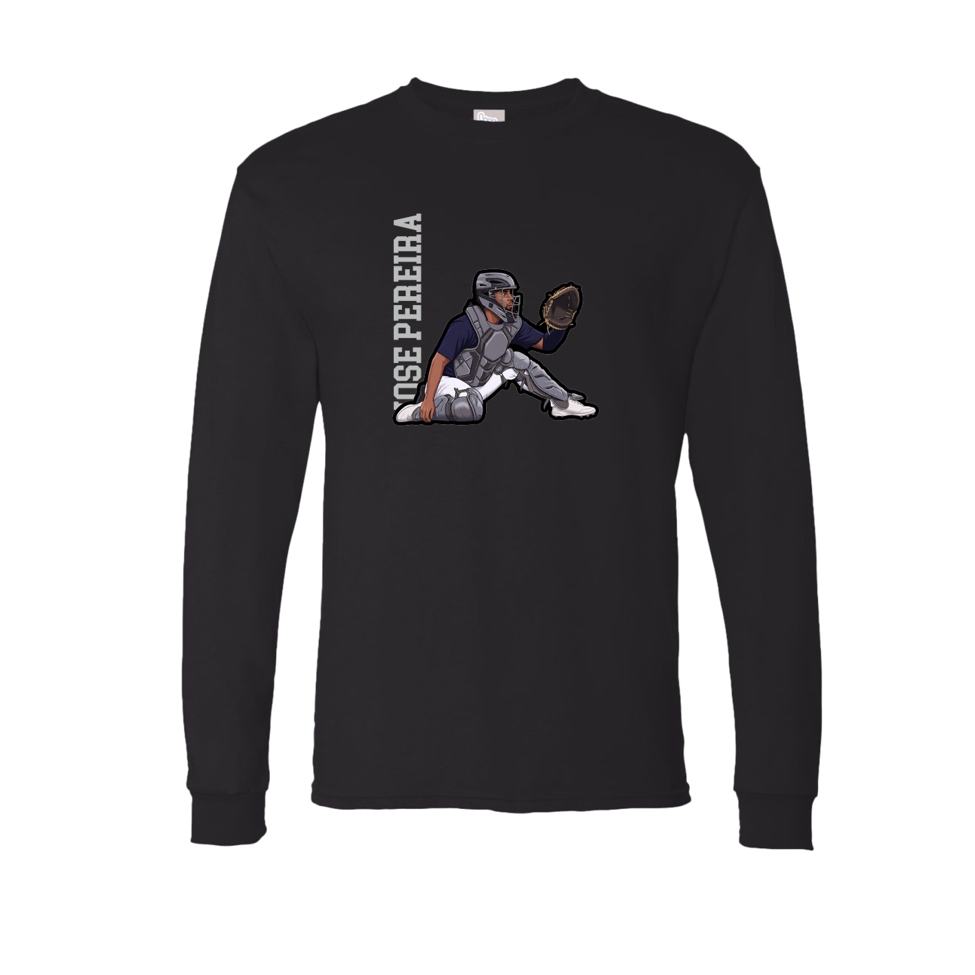 Long Sleeve Tee — Name Vertical in Black