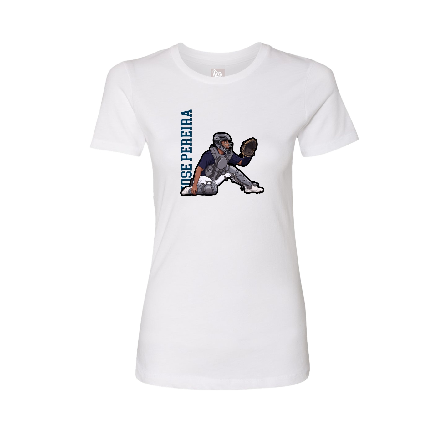 Fitted Women's Tee — Name Vertical in White