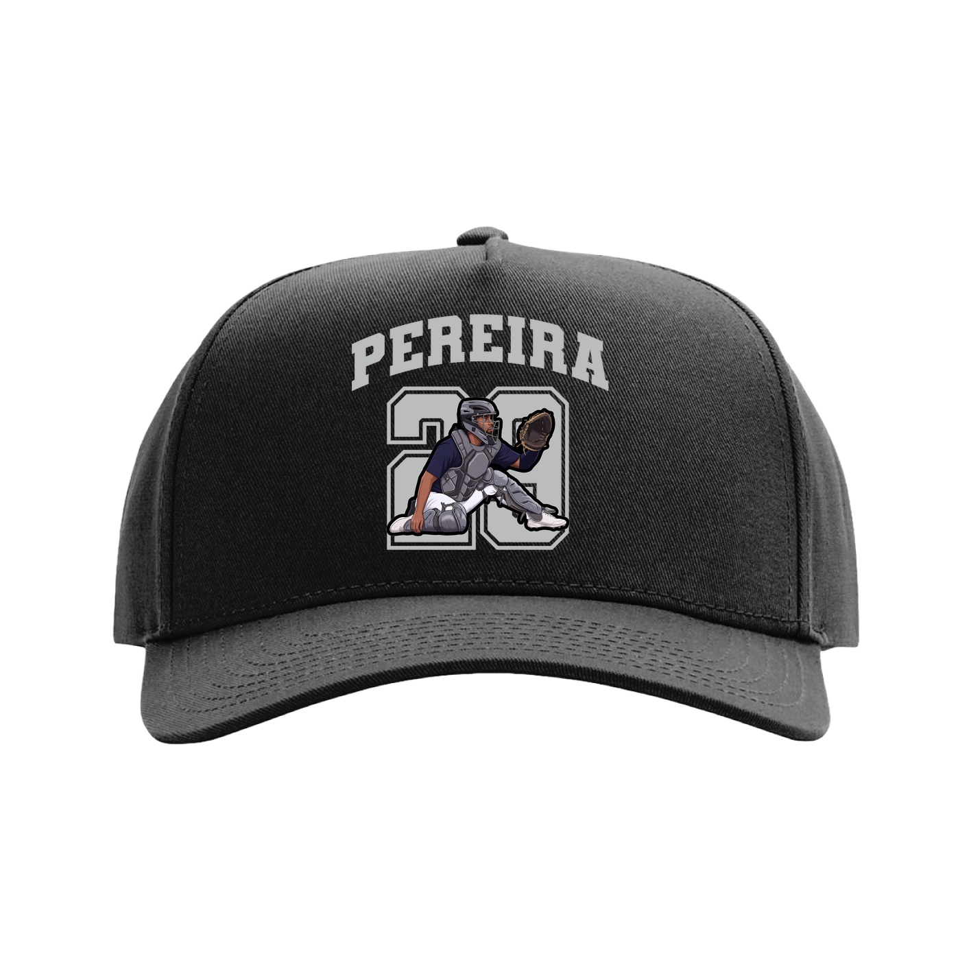 Full Fabric Five-Panel Champ Cap — Number in Black