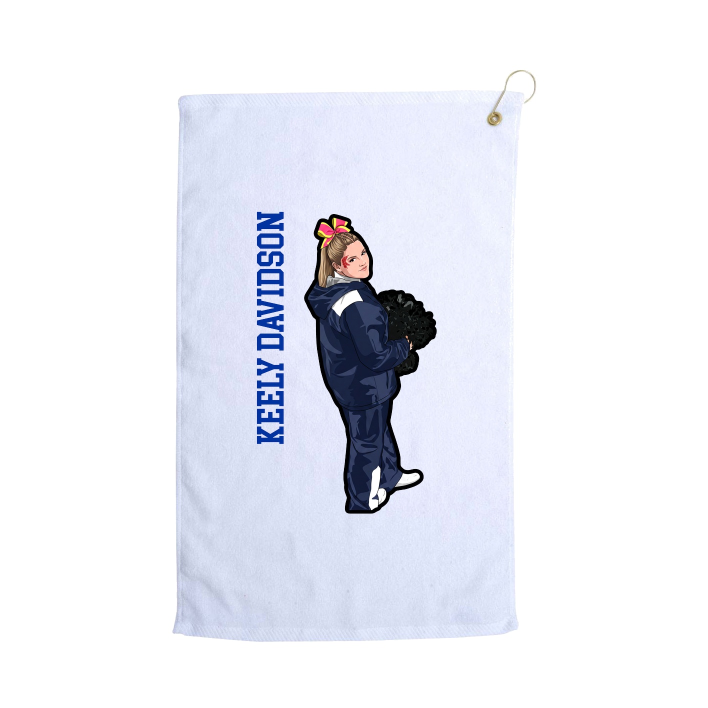 Golf Towel — Name Vertical in White
