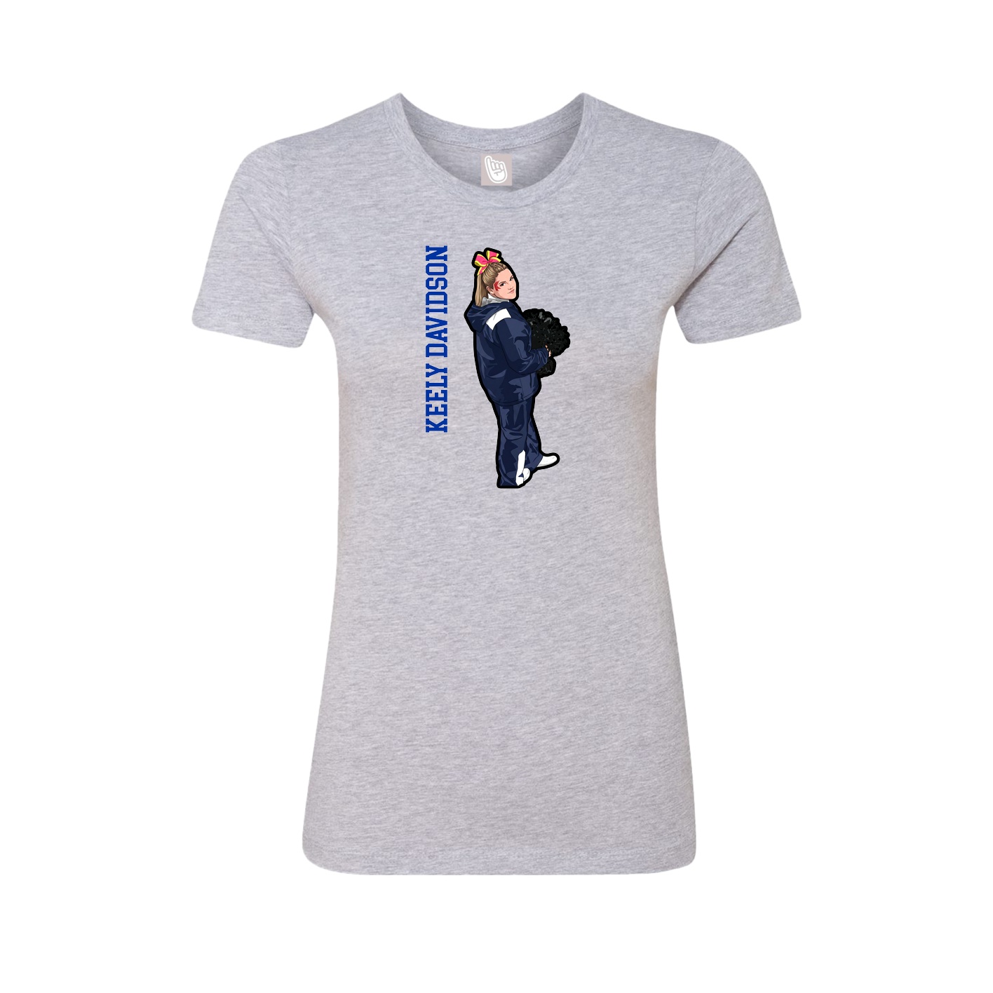 Fitted Women's Tee — Name Vertical in Grey