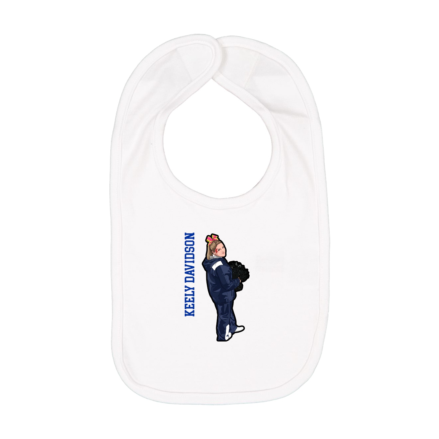 Infant Bib — Name Vertical in White