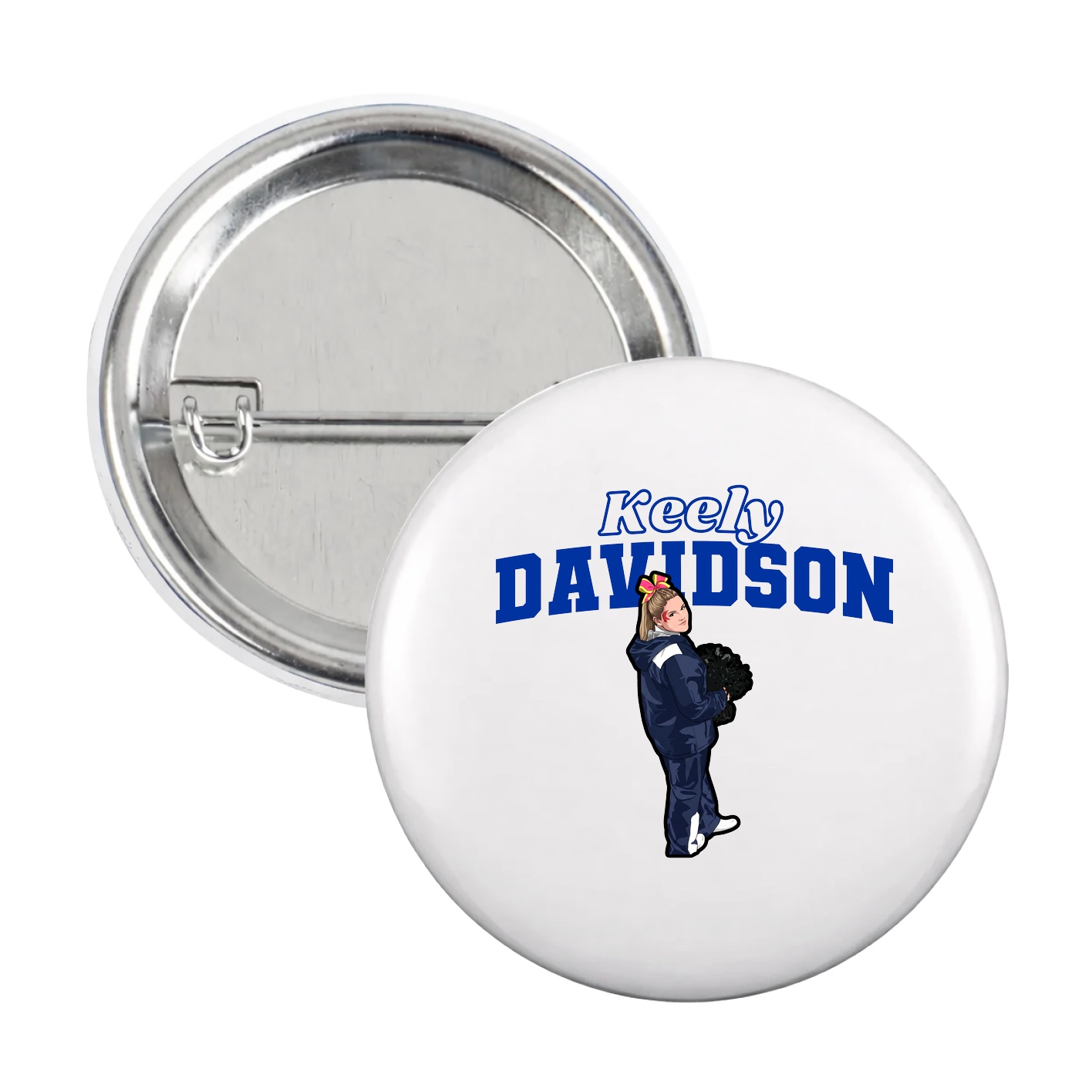 Game Day Button — Name Arch in White