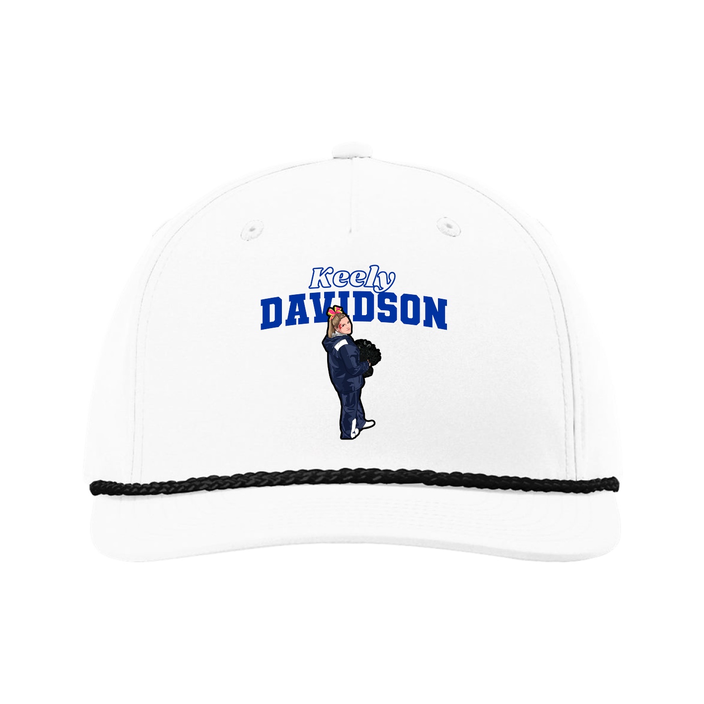 Five-Panel Classic Rope Cap — Name Arch in White