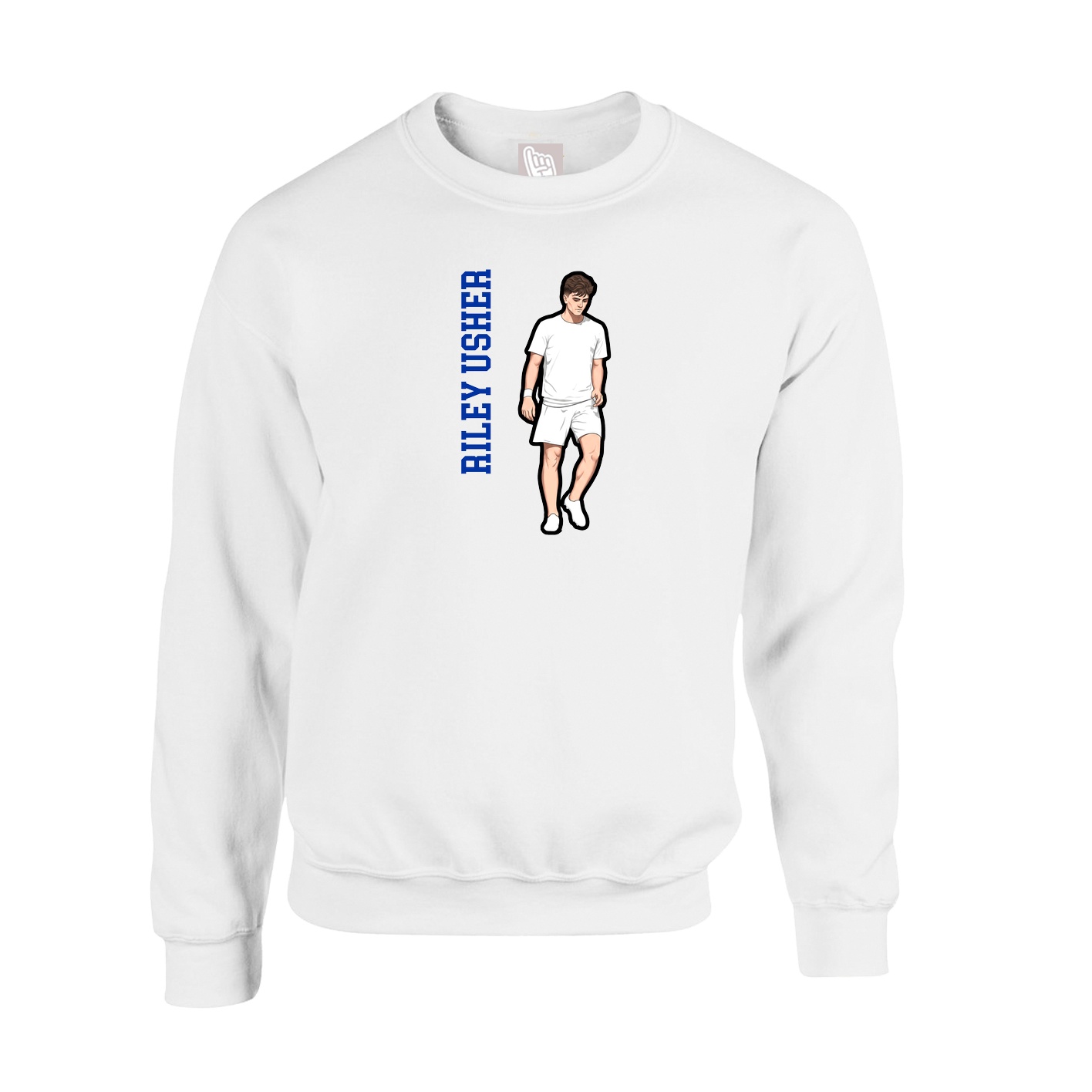 Fleece Crew — Name Vertical in White