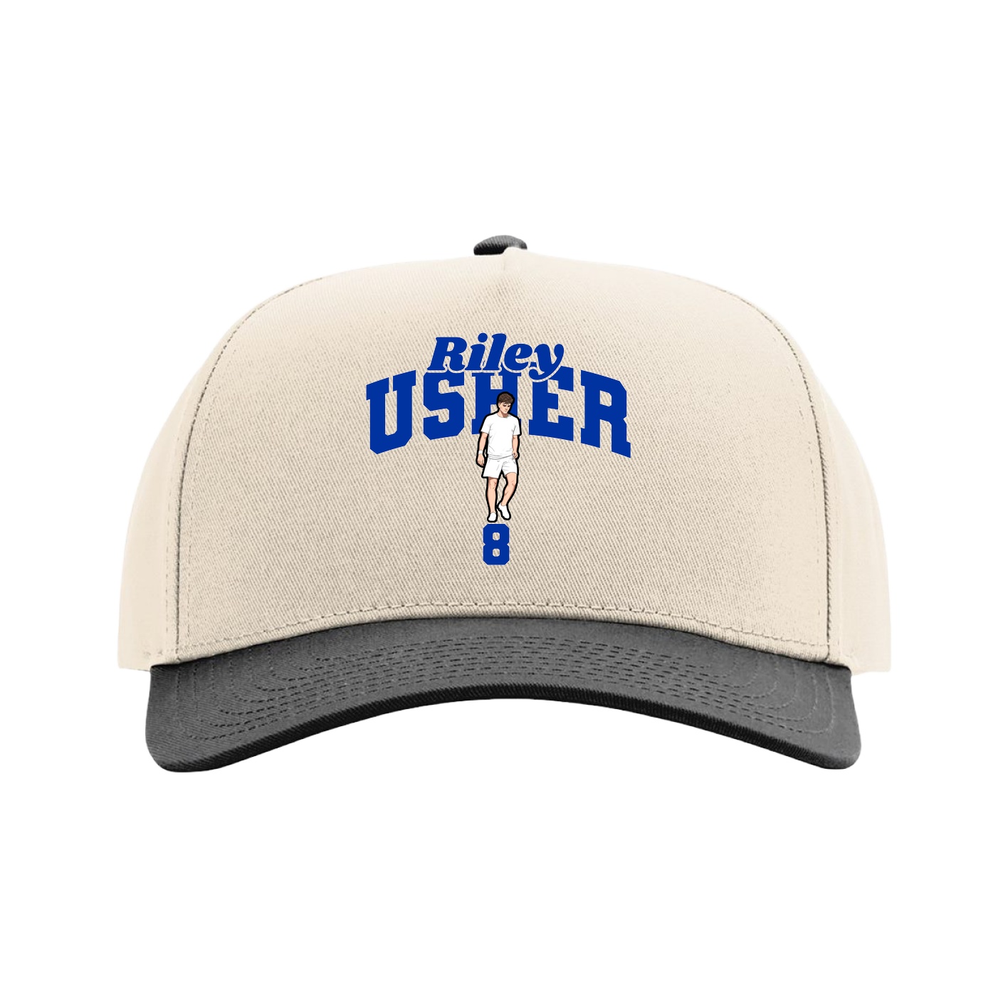 Full Fabric Five-Panel Champ Cap — Signature Arch in Cream/Black