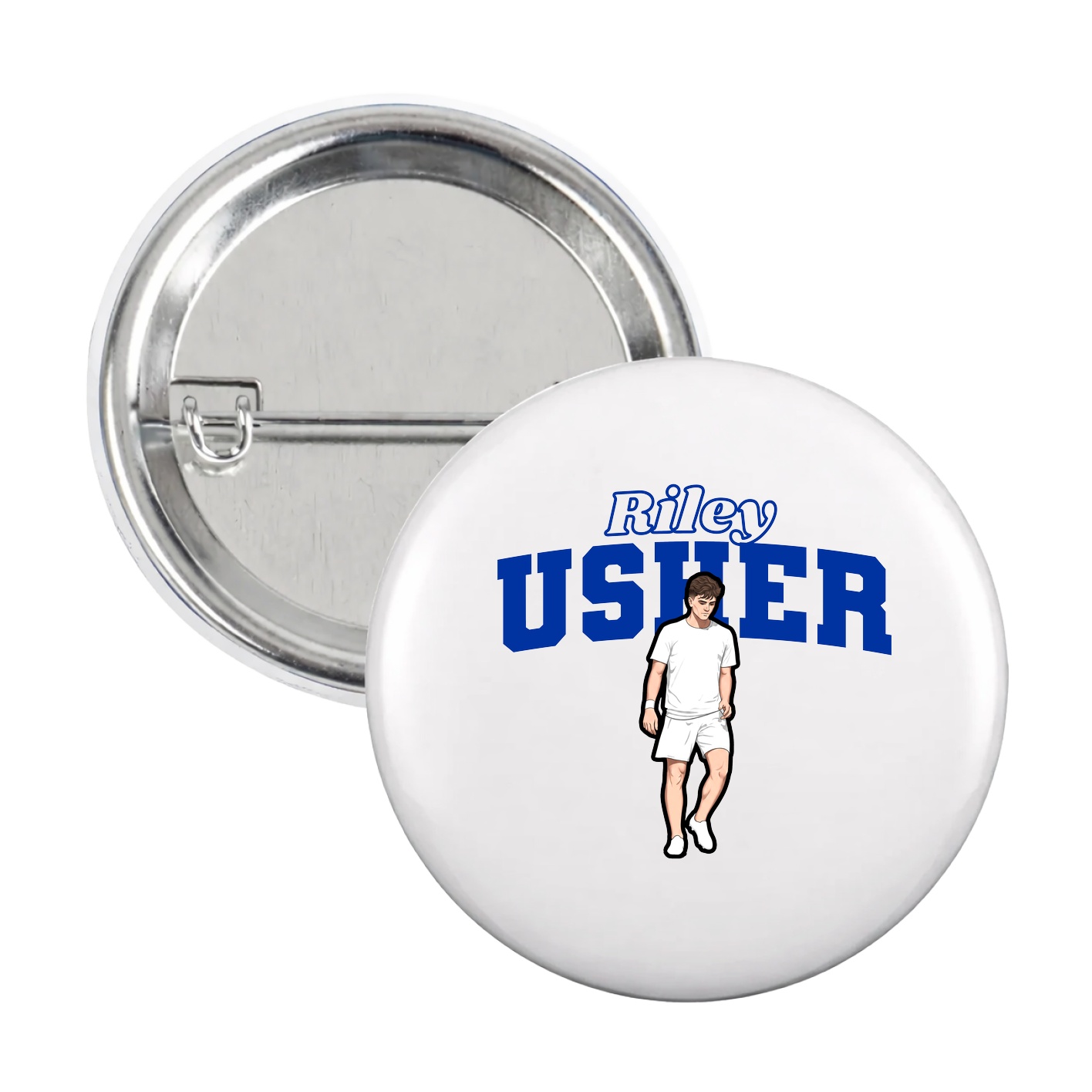 Game Day Button — Name Arch in White