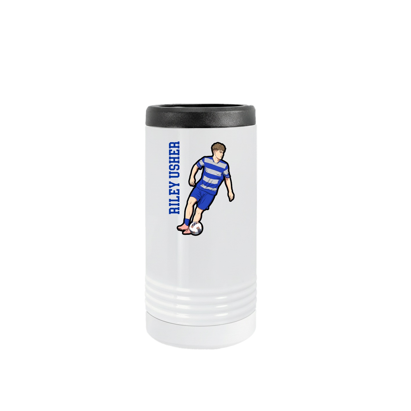 Slim Beverage Holder — Name Vertical in White