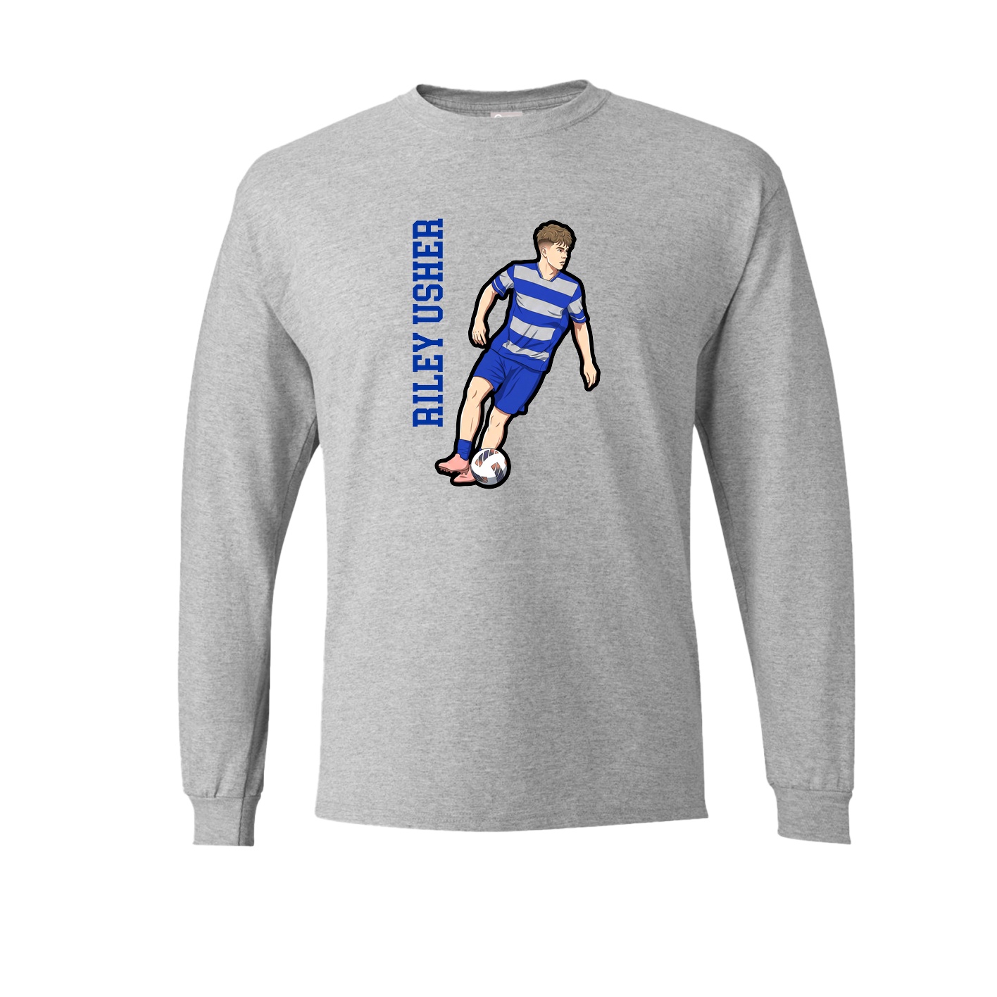 Long Sleeve Tee — Name Vertical in Grey