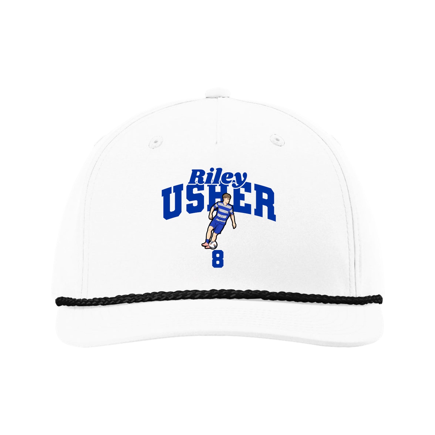 Five-Panel Classic Rope Cap — Signature Arch in White