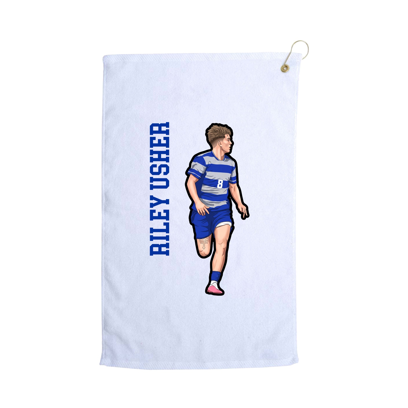 Golf Towel — Name Vertical in White