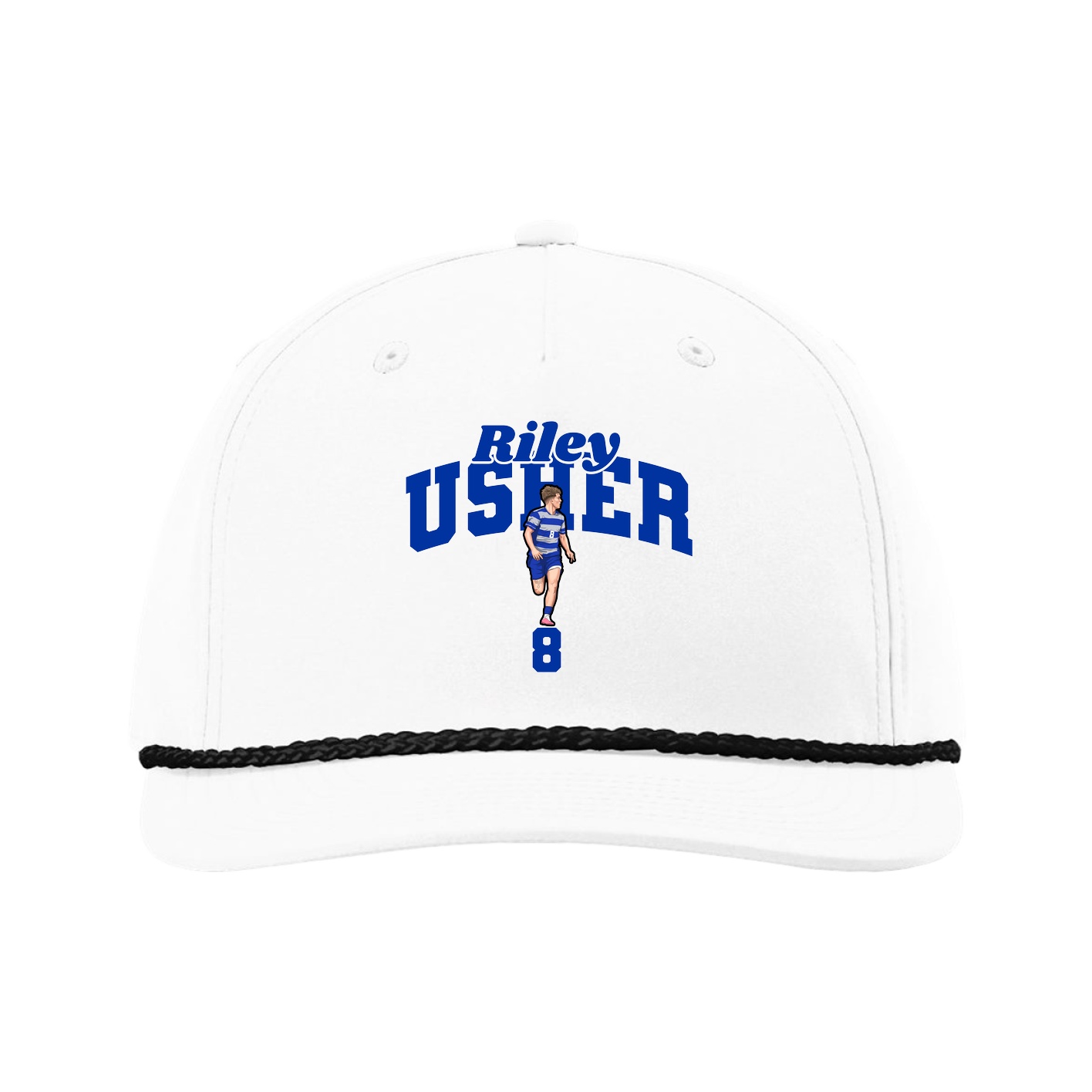 Five-Panel Classic Rope Cap — Signature Arch in White