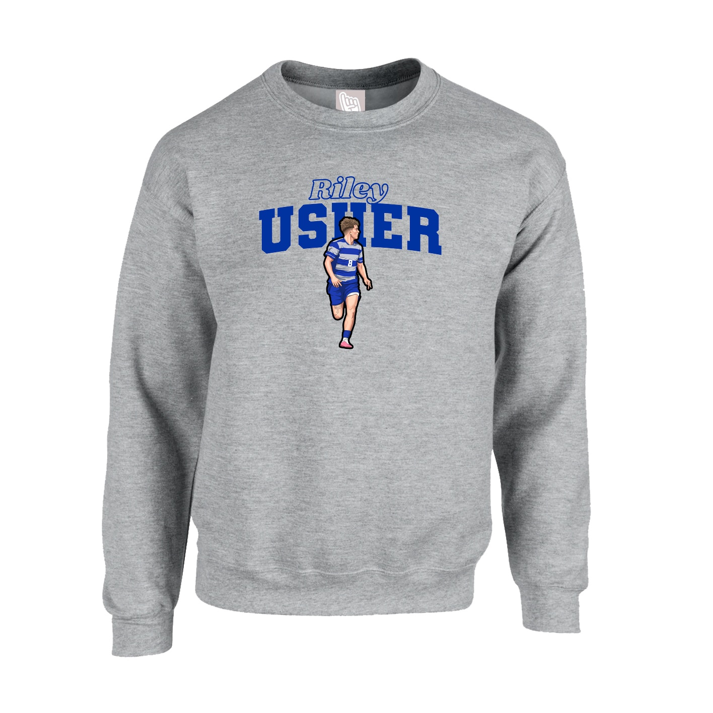 Fleece Crew — Name Arch in Grey