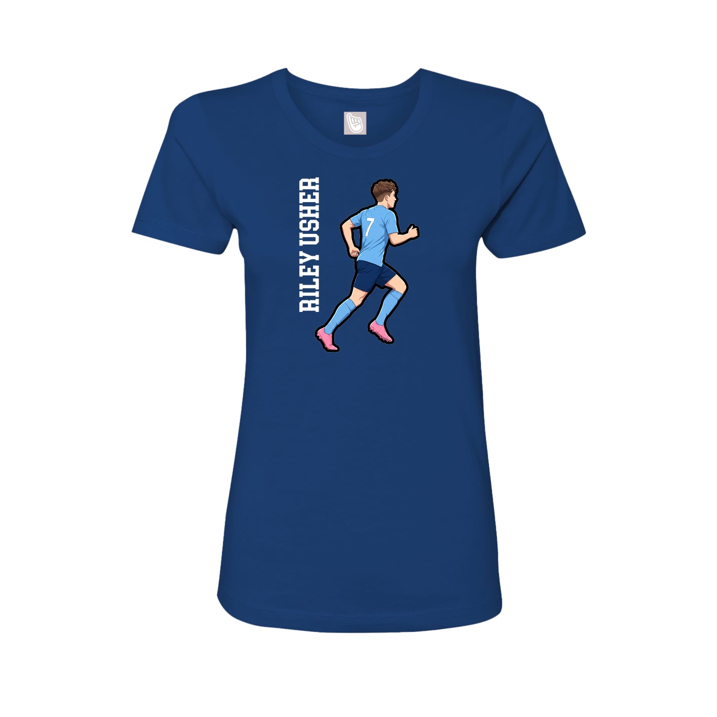 Womens Tee — Name Vertical in Royal