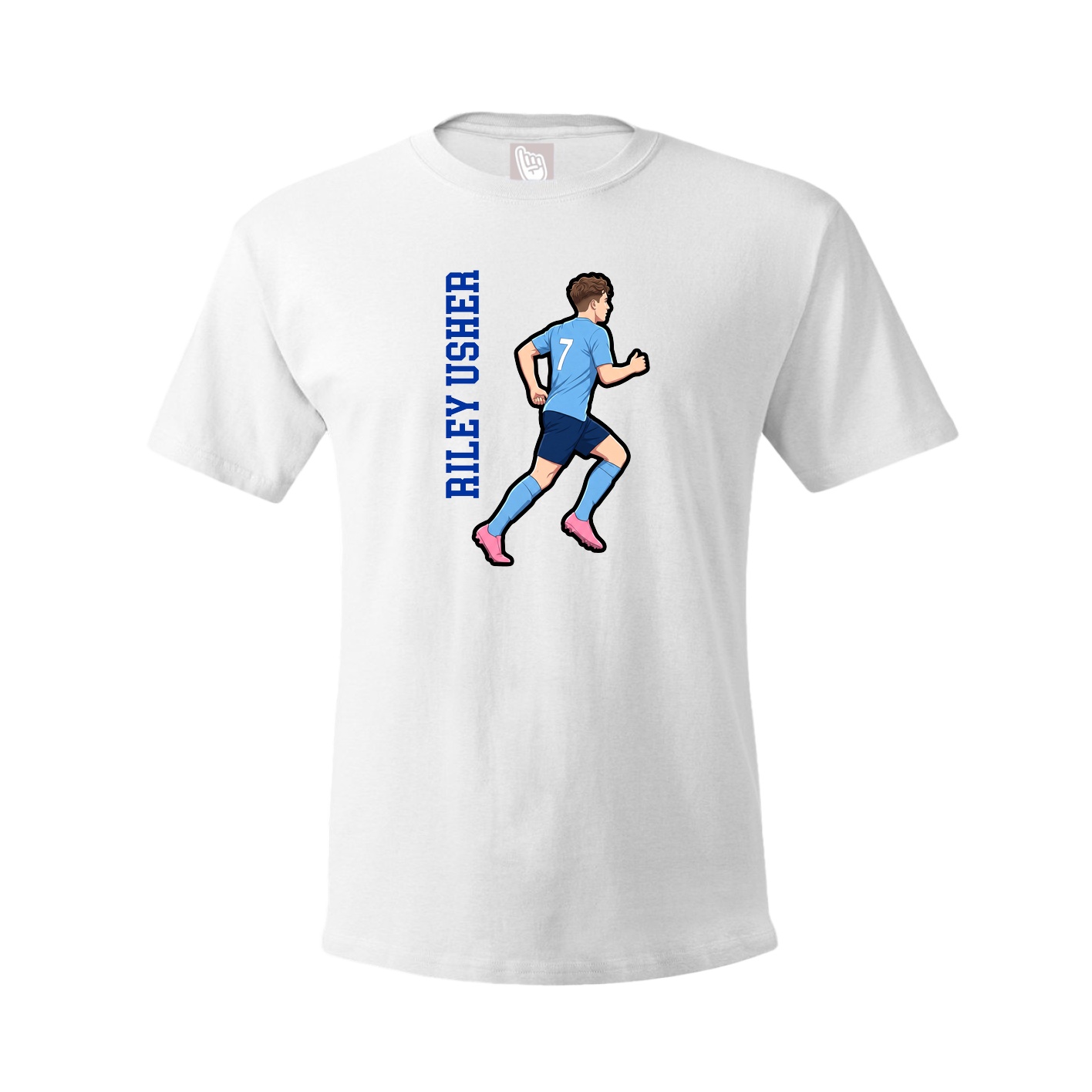 Youth Tee — Name Vertical in White