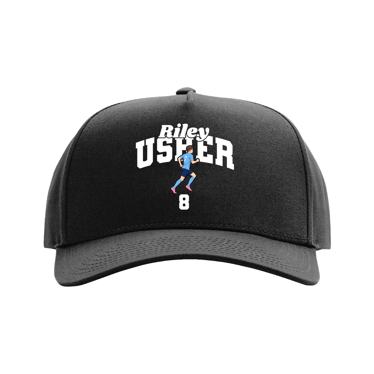 Full Fabric Five-Panel Champ Cap — Signature Arch in Black