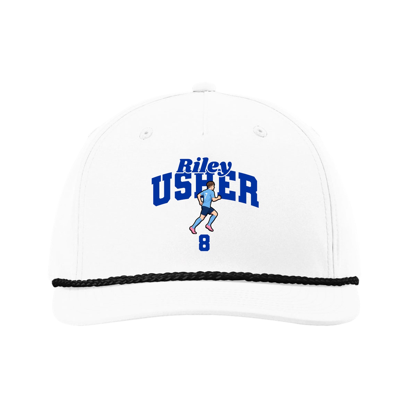 Five-Panel Classic Rope Cap — Signature Arch in White