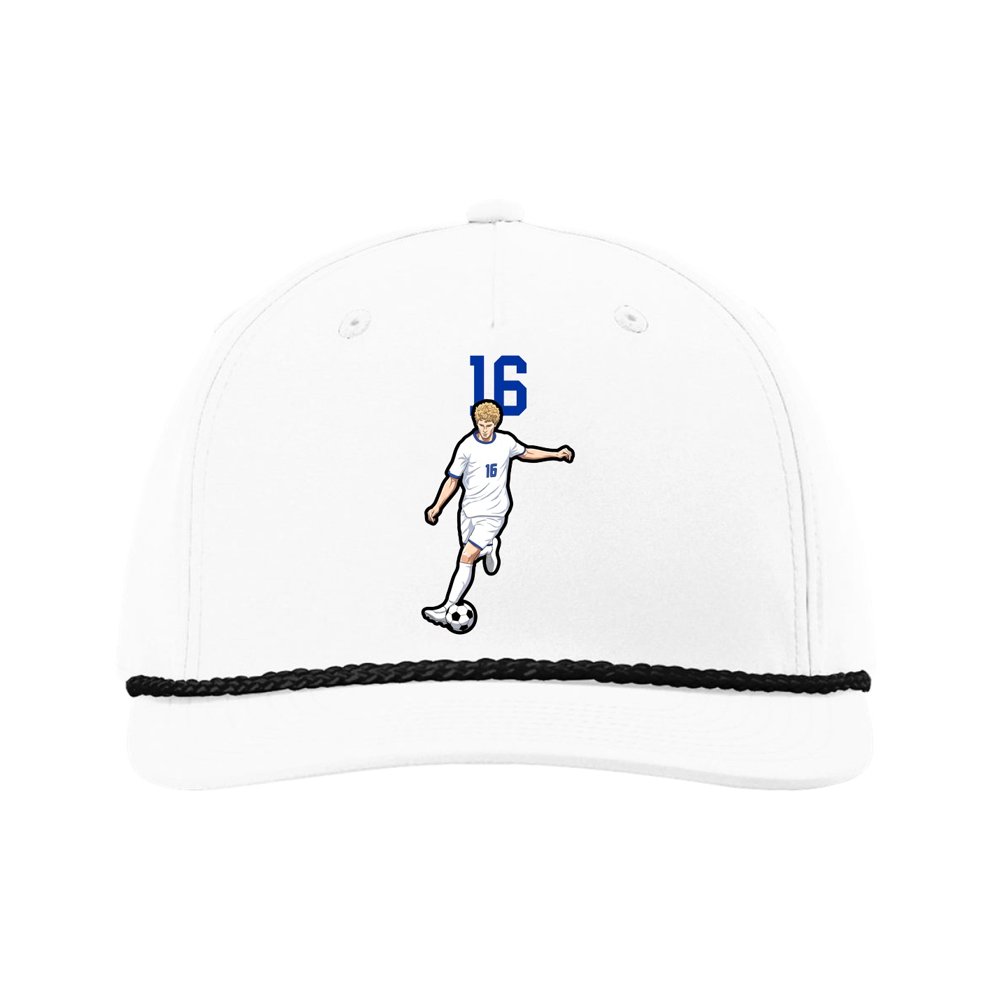 Five-Panel Classic Rope Cap — Number Top in White