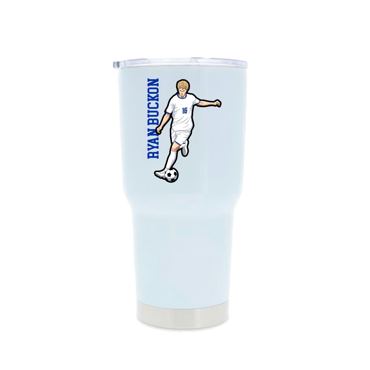 30oz Stainless Steel Tumbler — Name Vertical in White
