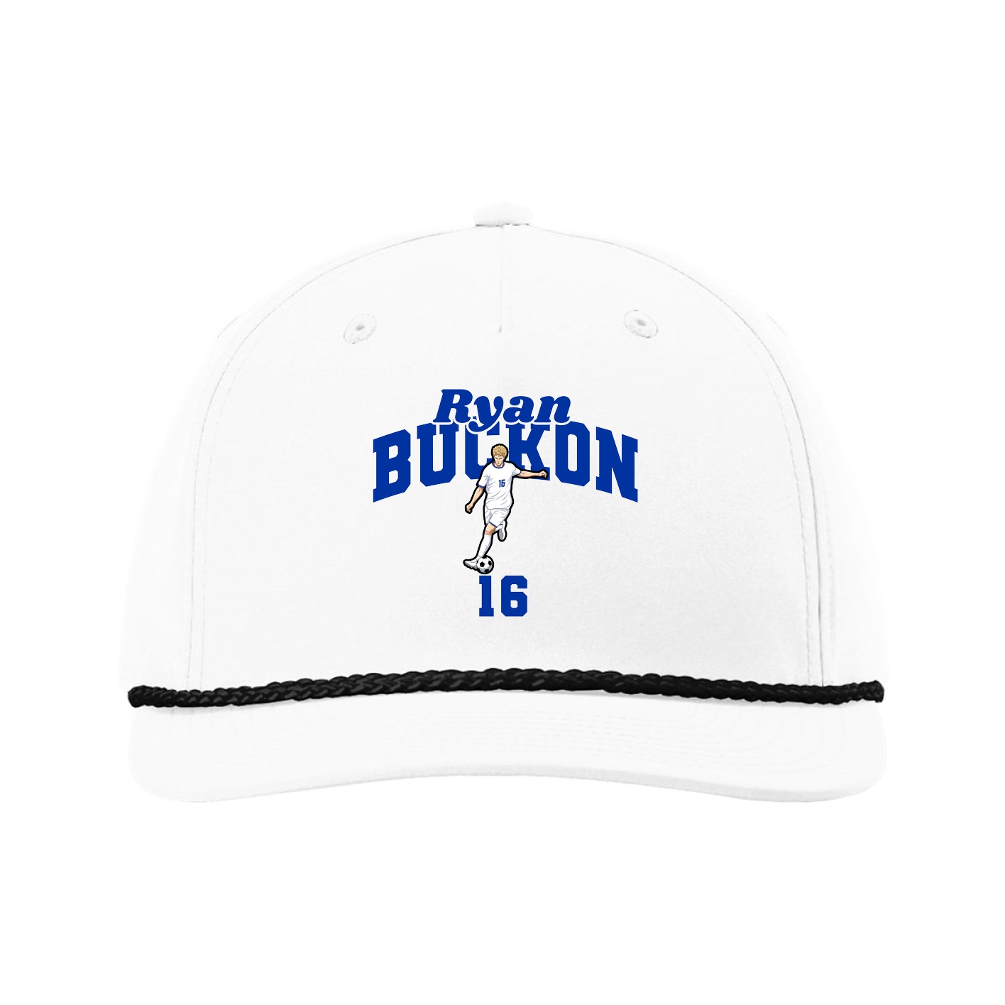 Five-Panel Classic Rope Cap — Signature Arch in White