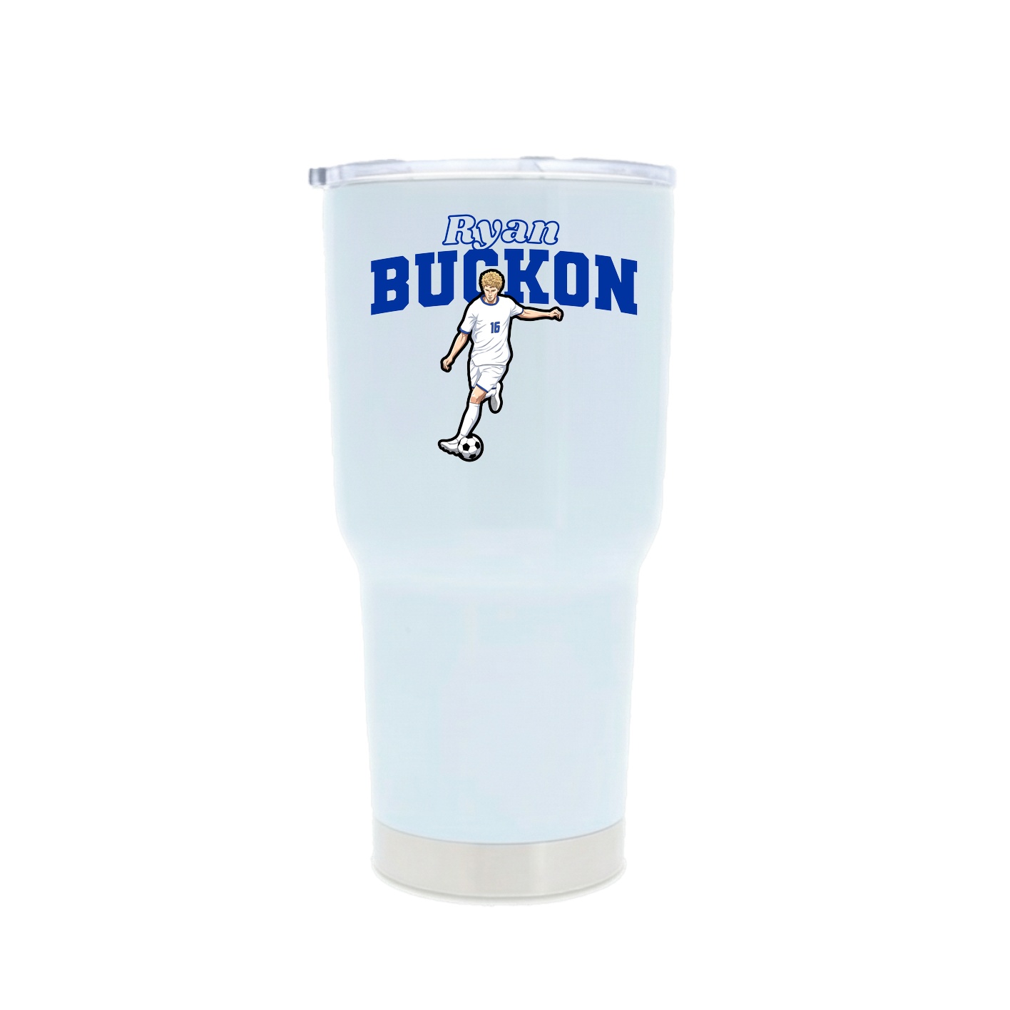 30oz Stainless Steel Tumbler — Name Arch in White