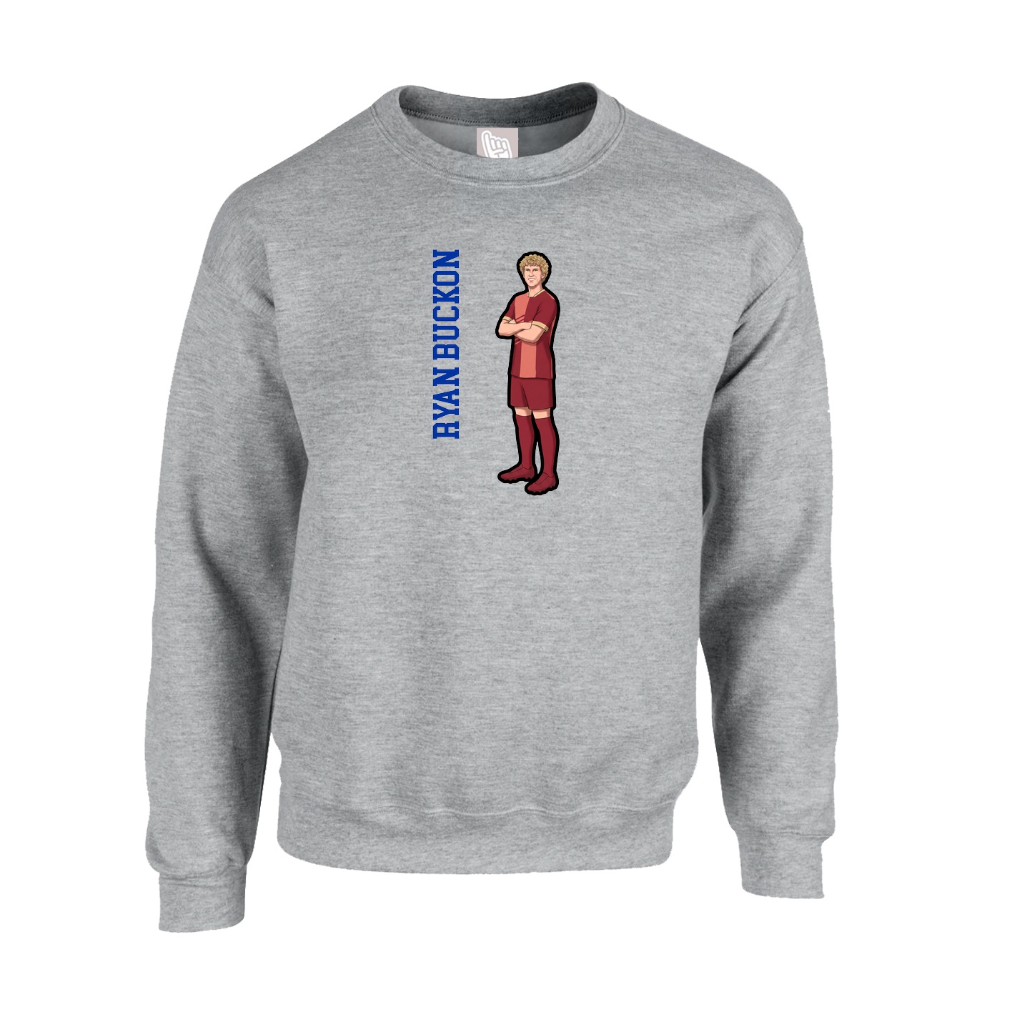 Fleece Crew — Name Vertical in Grey