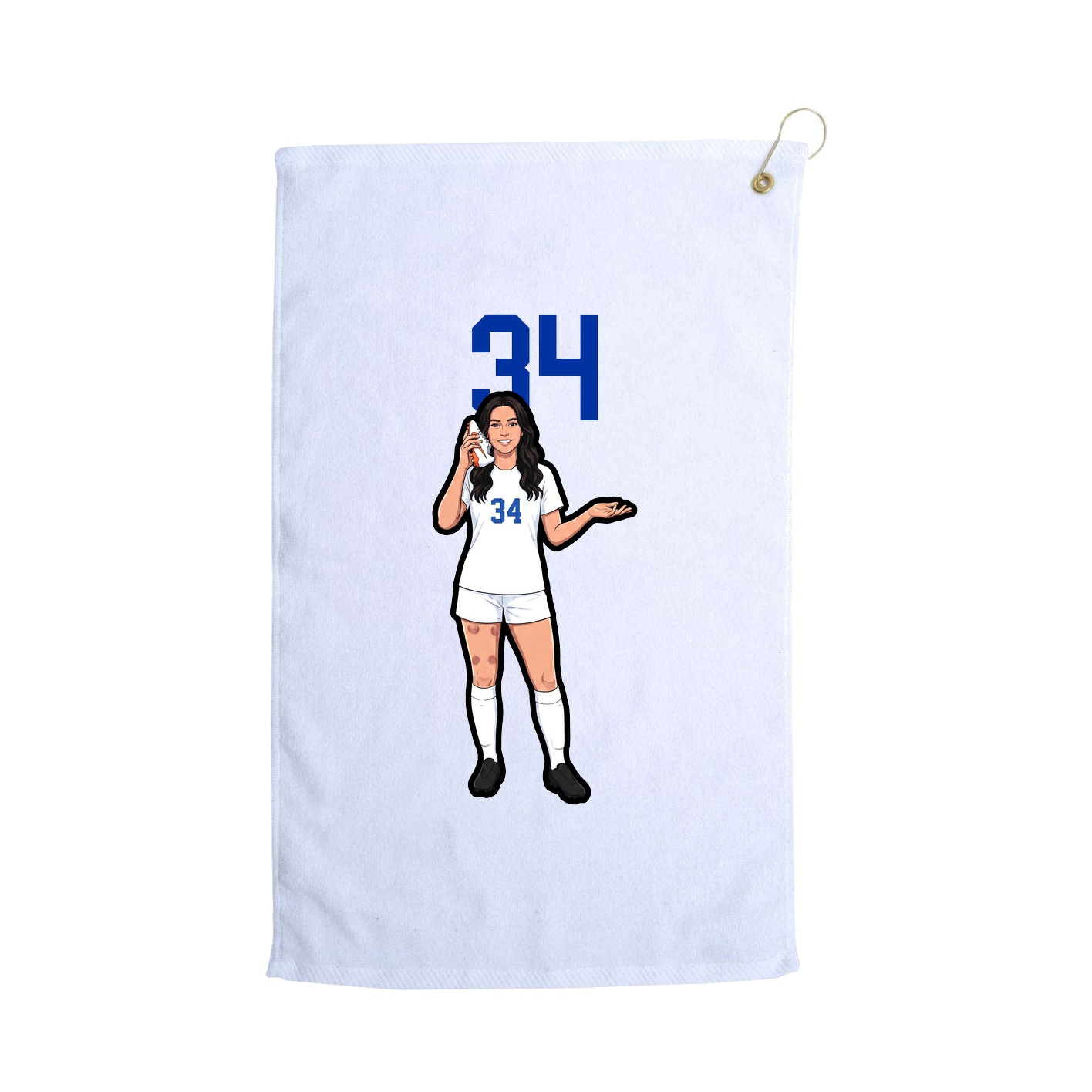 Golf Towel — Number Top in White
