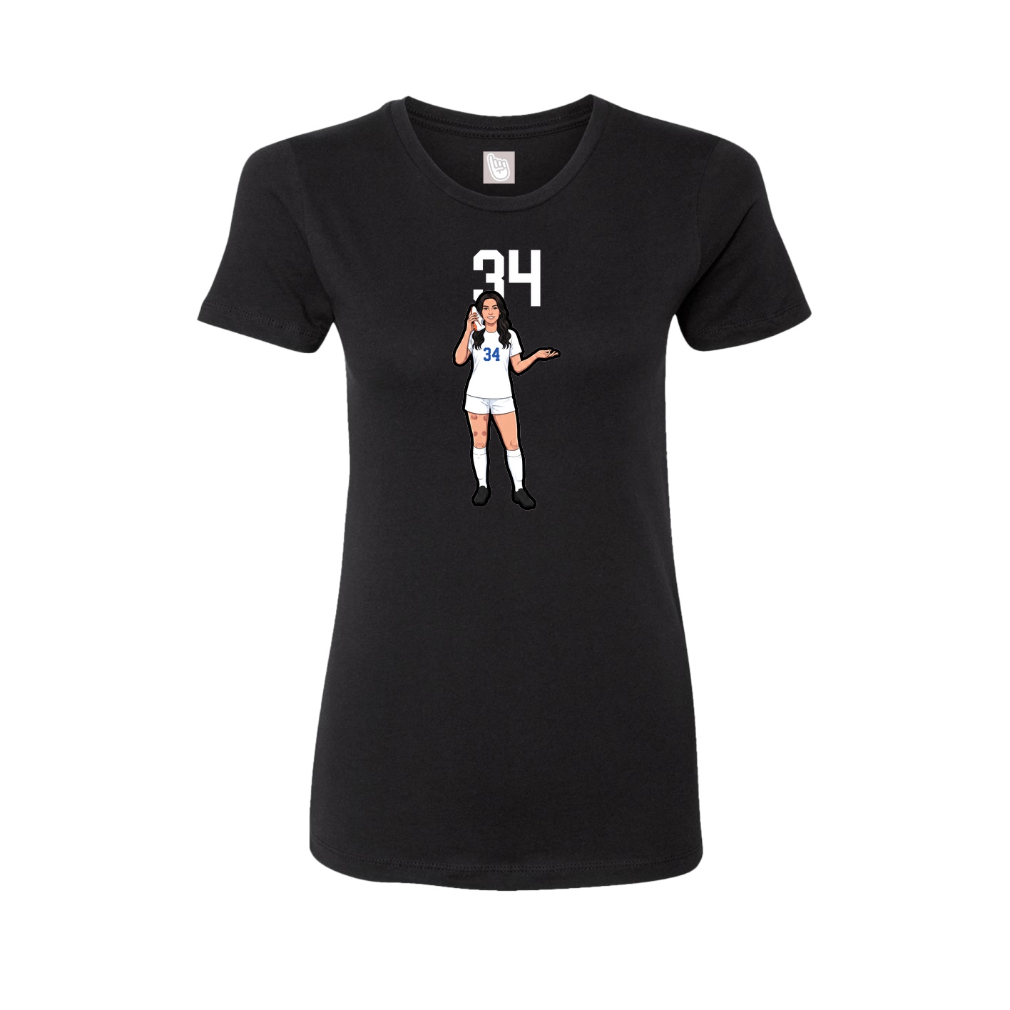 Fitted Women's Tee — Number Top in Black