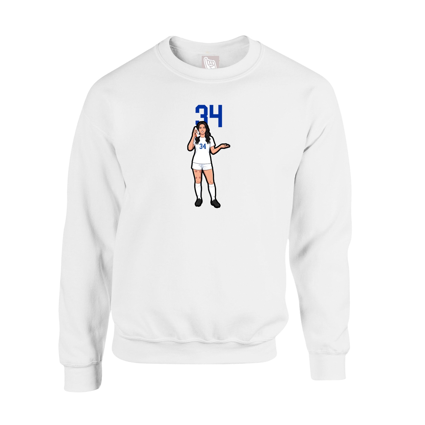 Fleece Crew — Number Top in White