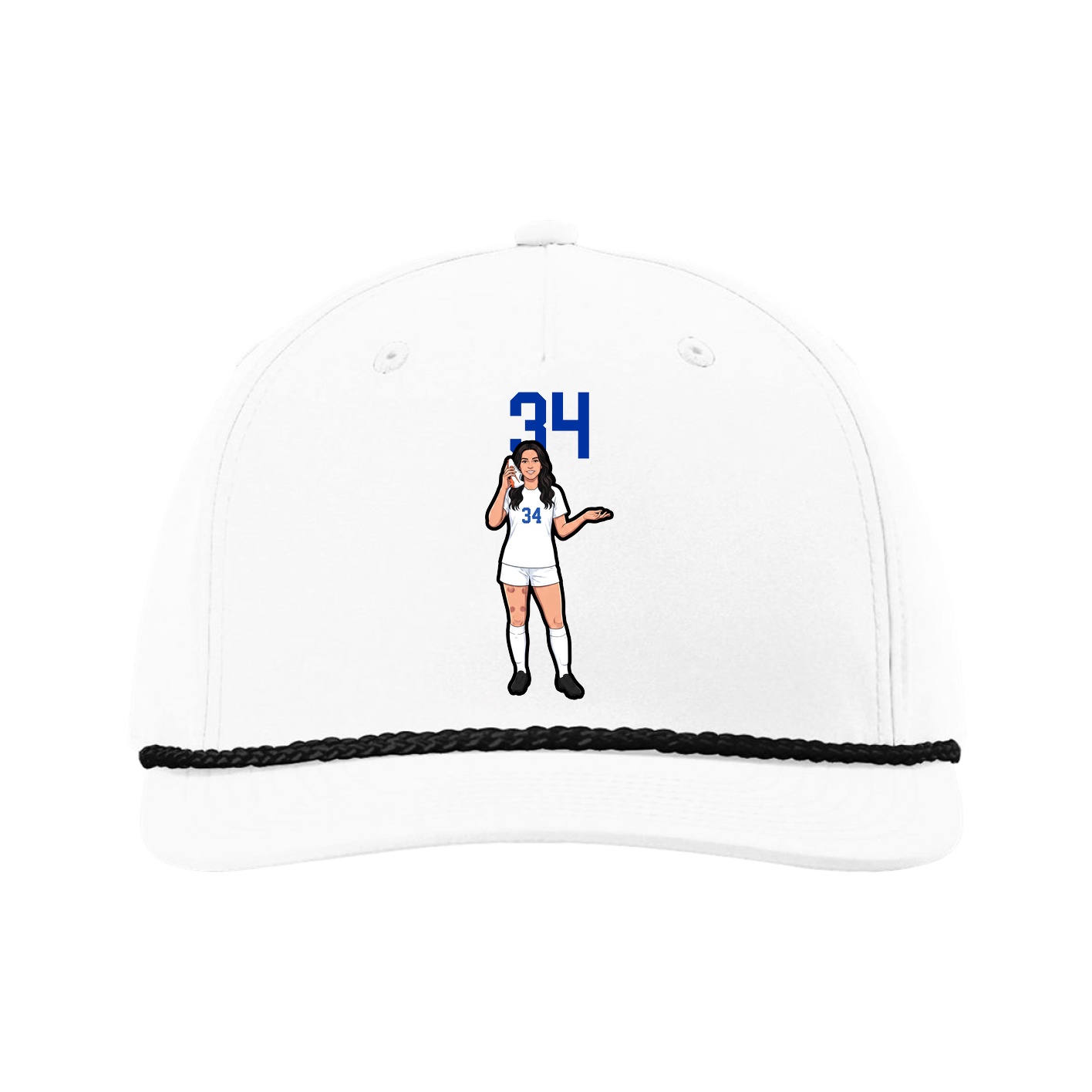 Five-Panel Classic Rope Cap — Number Top in White