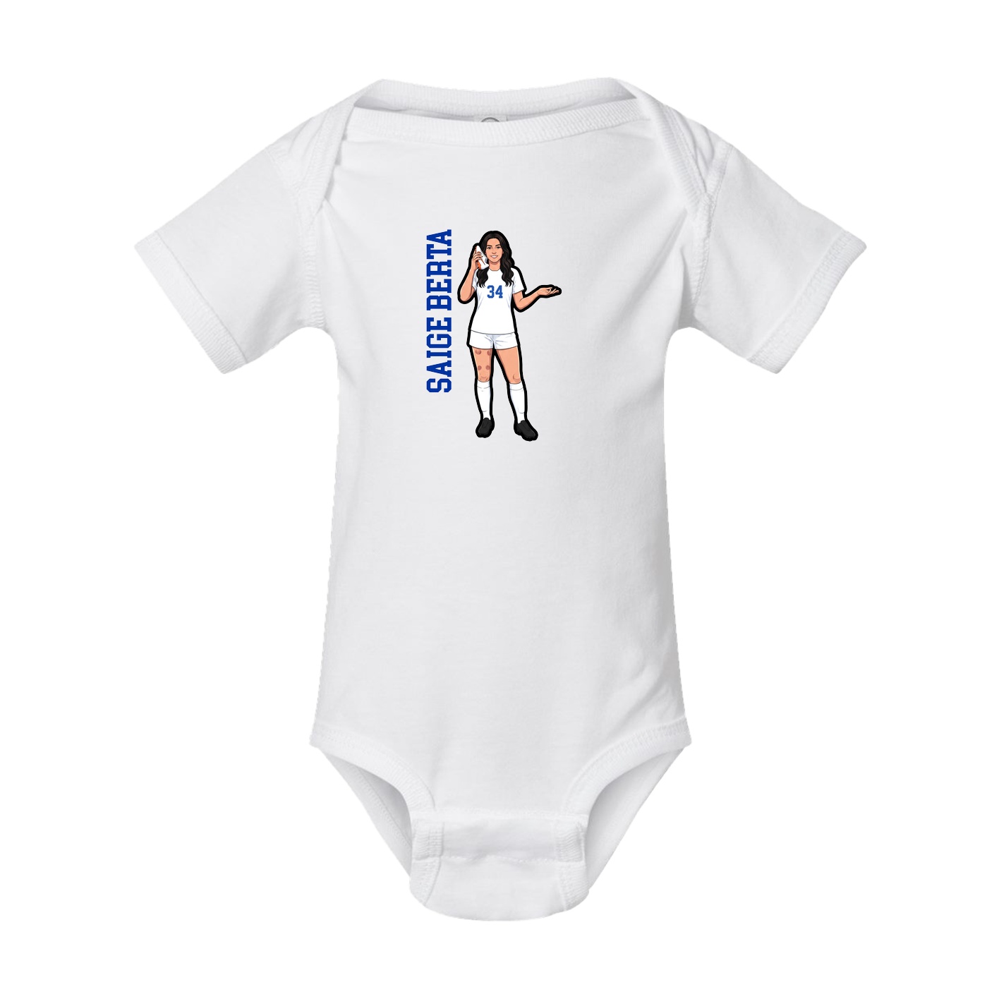 Baby Onesie — Name Vertical in White