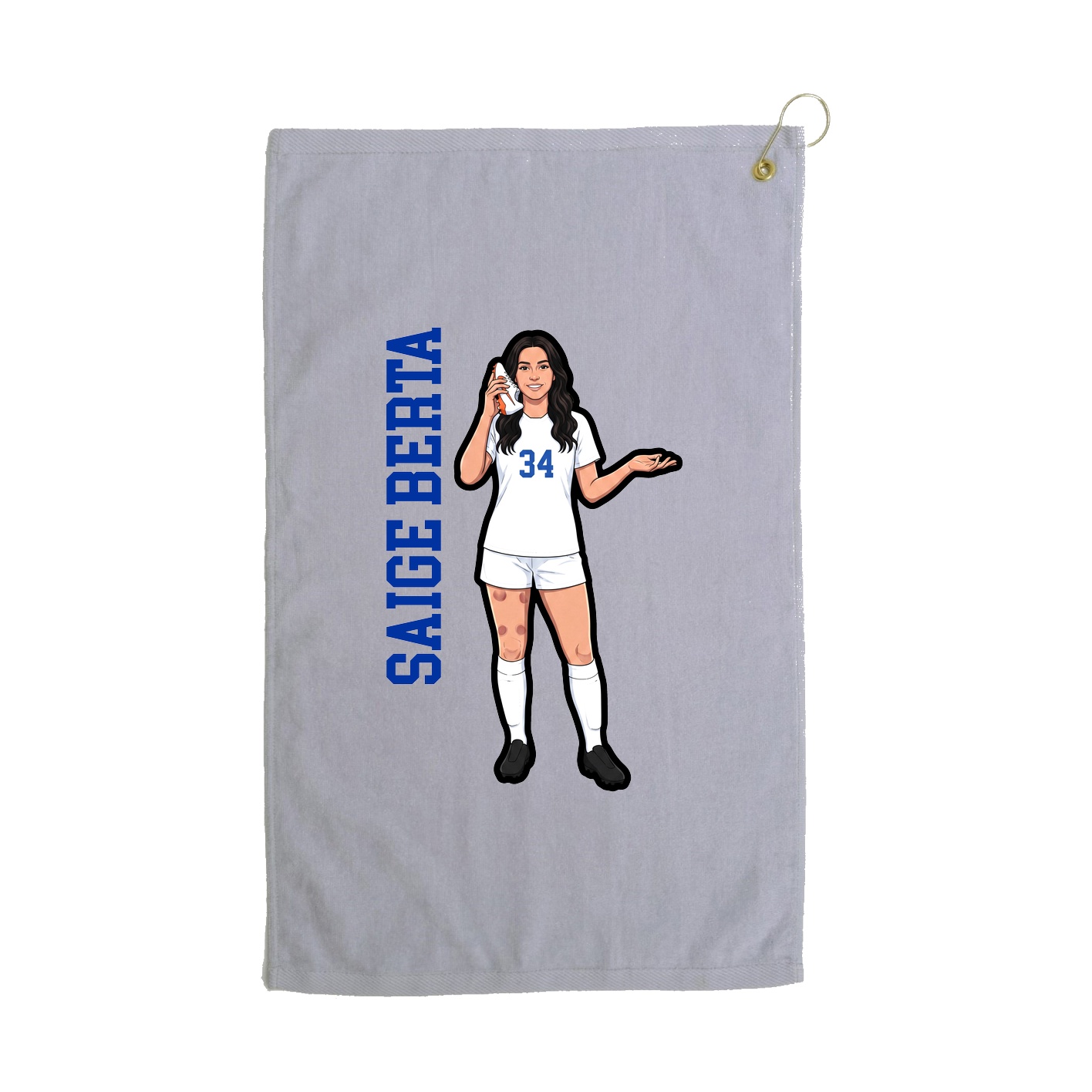 Golf Towel — Name Vertical in Grey