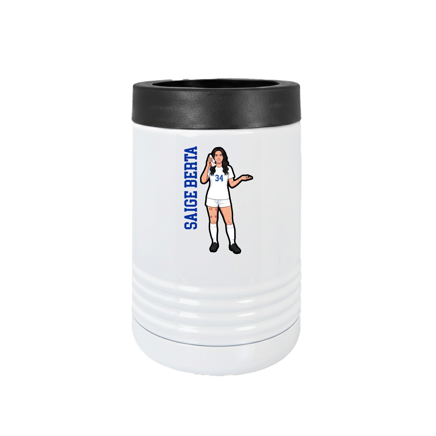 Beverage Holder — Name Vertical in White