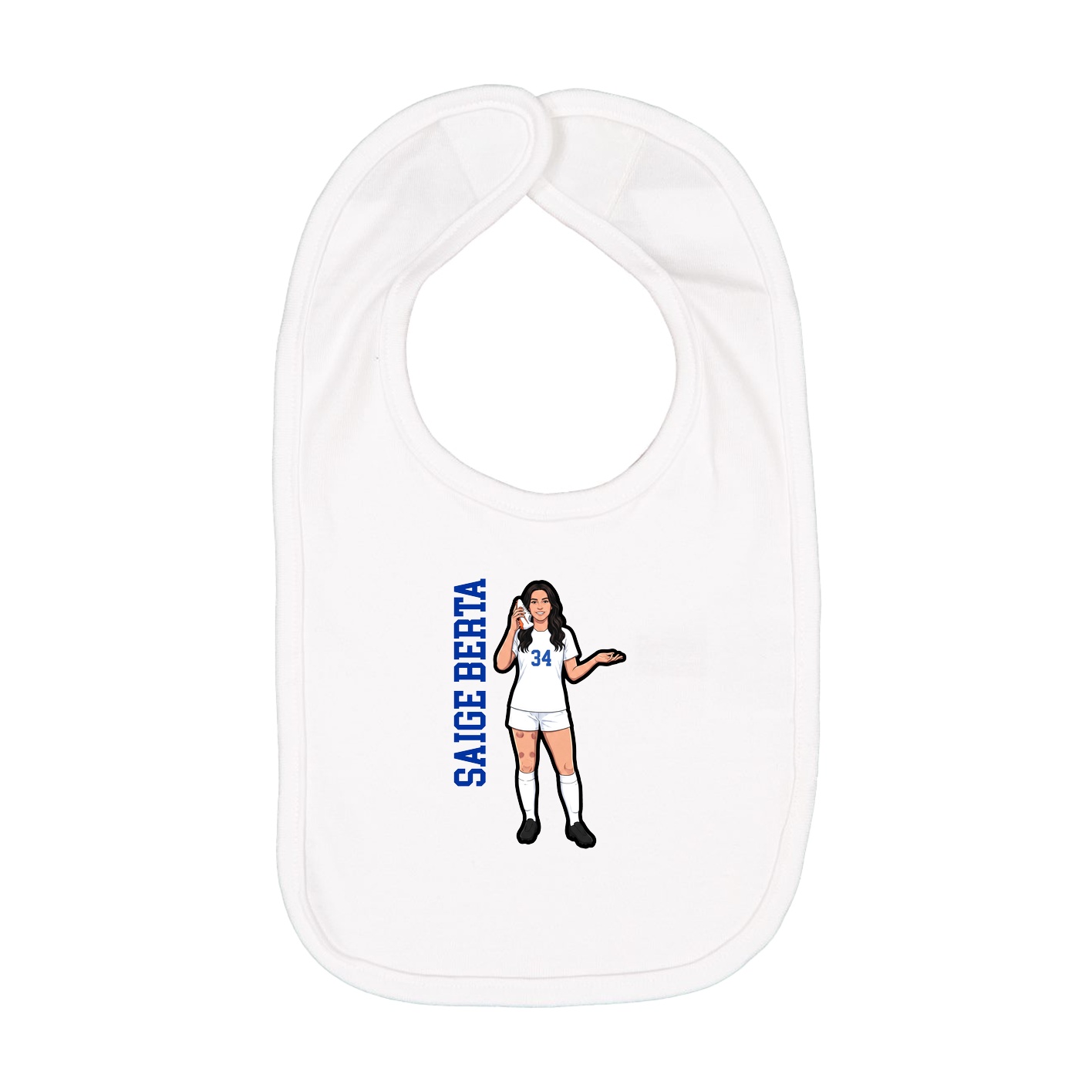 Infant Bib — Name Vertical in White