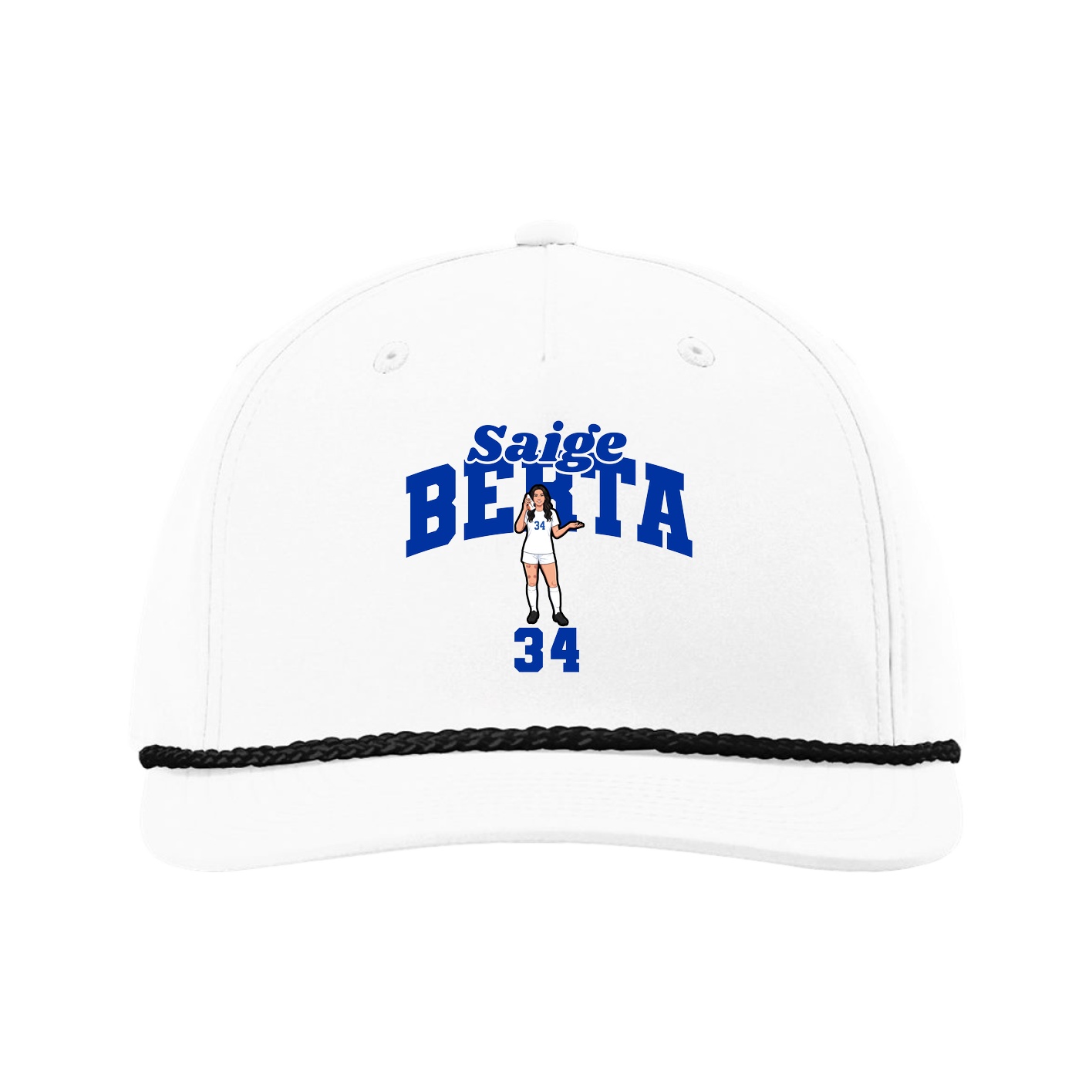 Five-Panel Classic Rope Cap — Signature Arch in White