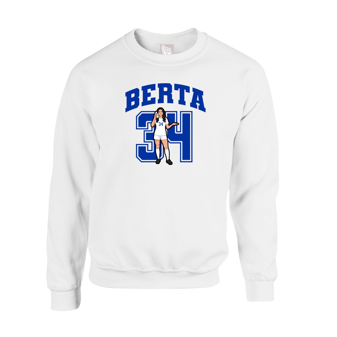 Fleece Crew — Number in White