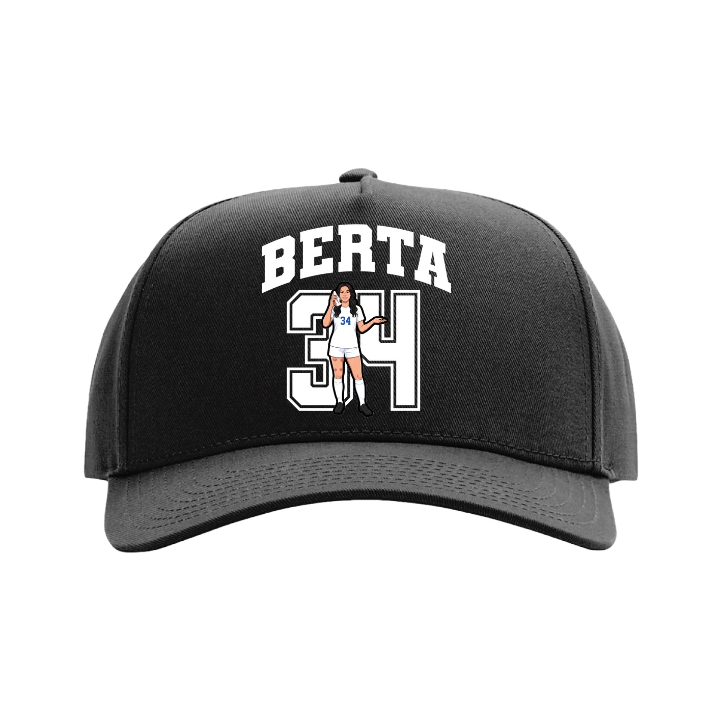 Full Fabric Five-Panel Champ Cap — Number in Black
