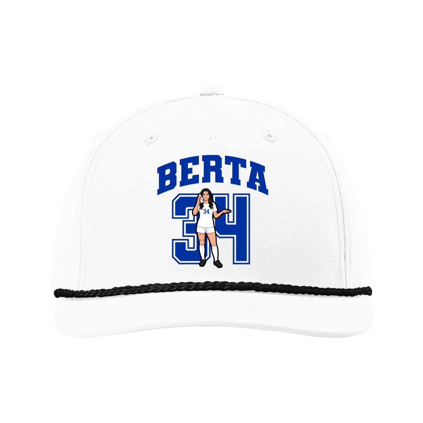Five-Panel Classic Rope Cap — Number in White