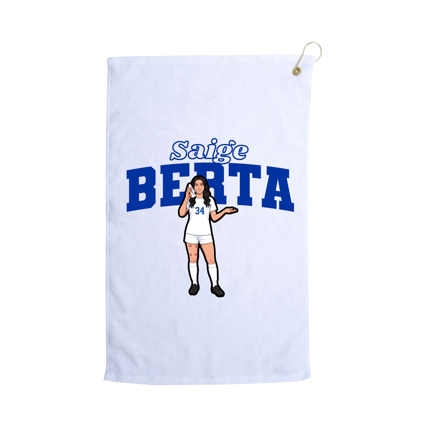 Golf Towel — Name Arch in White