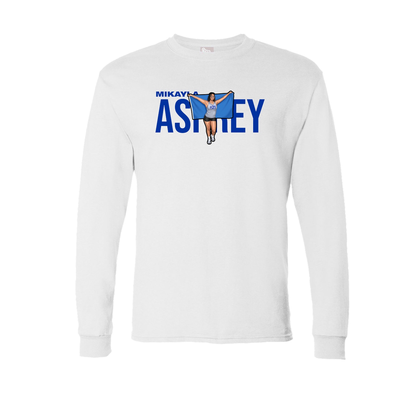 Long Sleeve Tee — Player Name in White