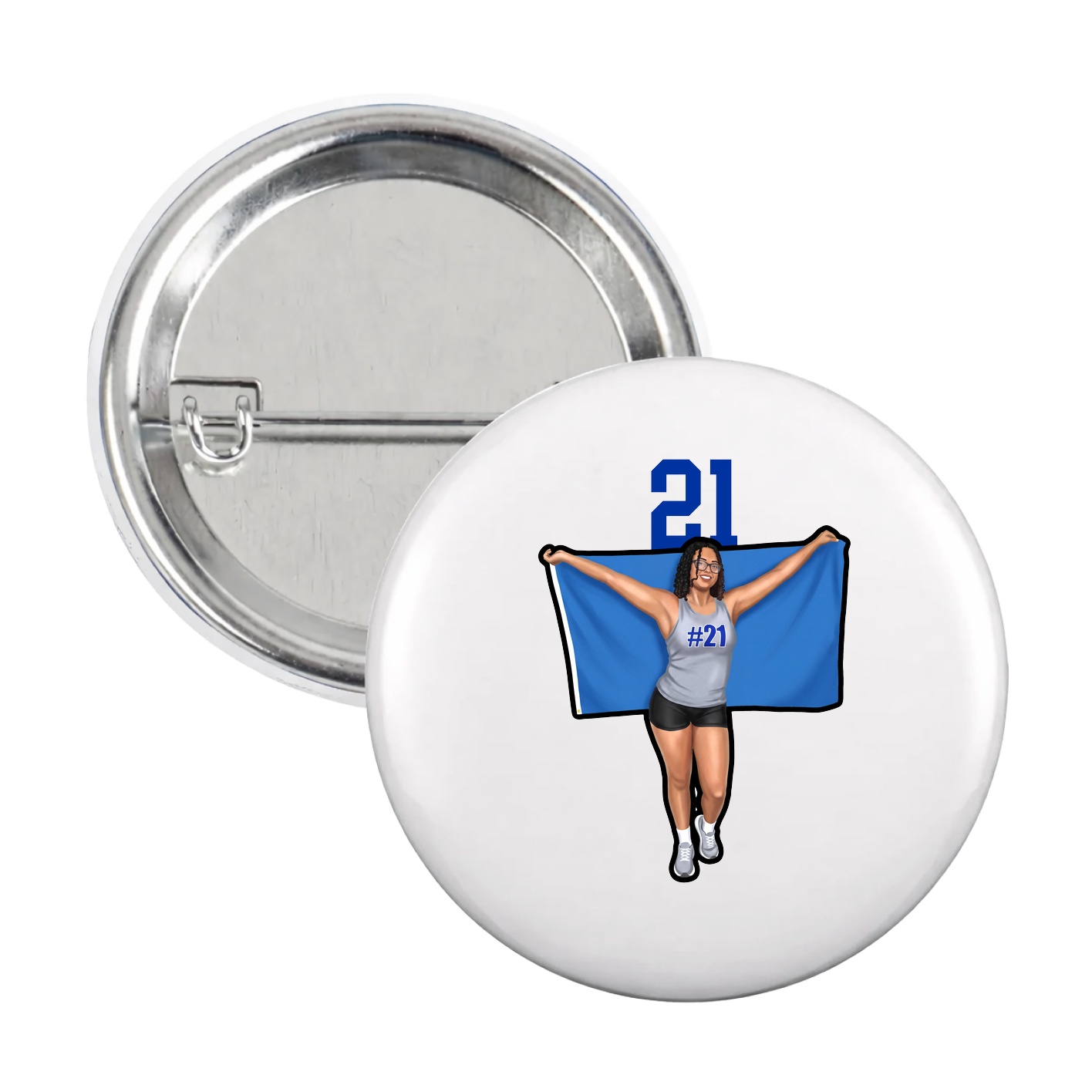 Game Day Button — Number Top in White
