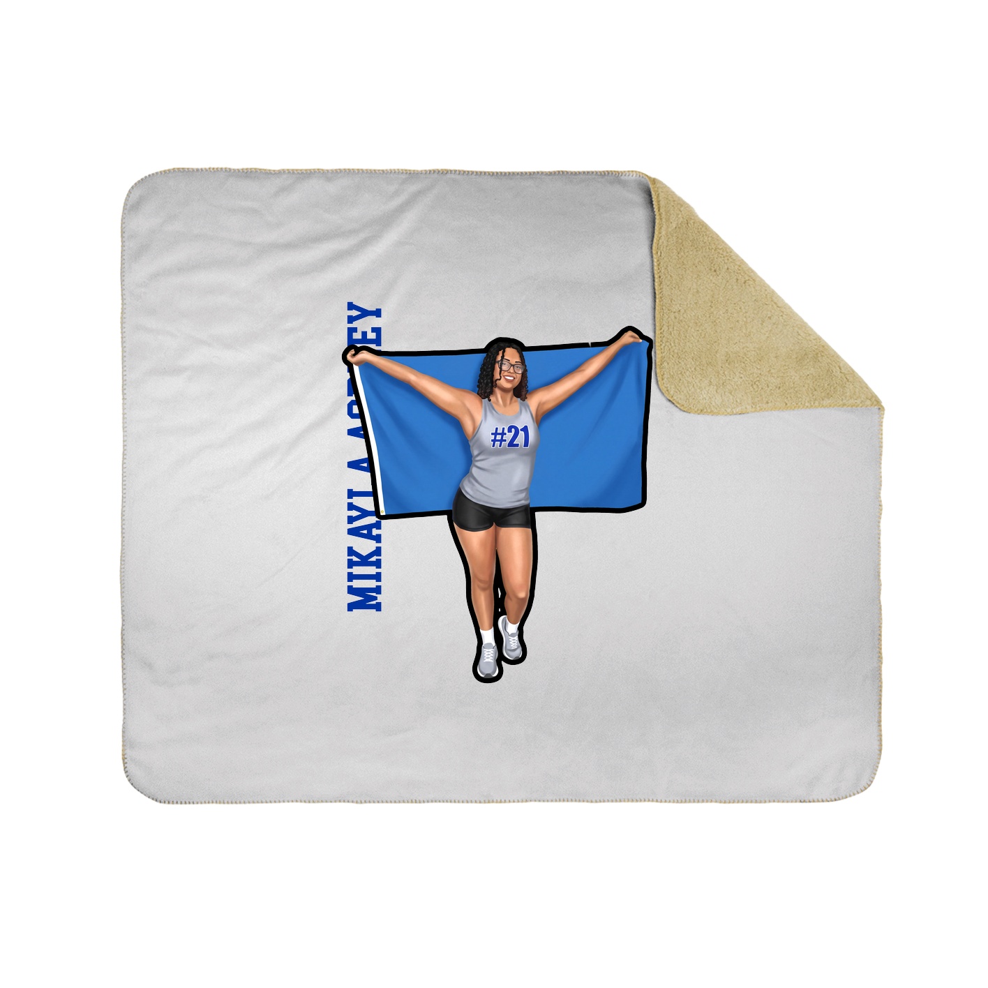 Throw Blanket — Name Vertical in White
