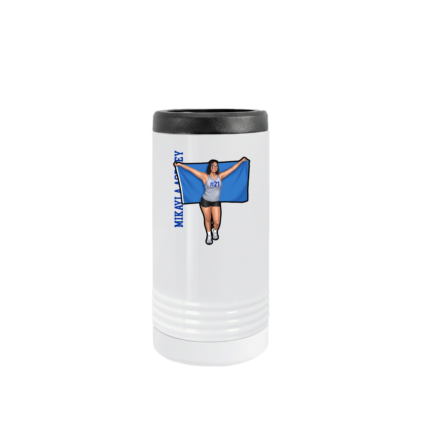 Slim Beverage Holder — Name Vertical in White