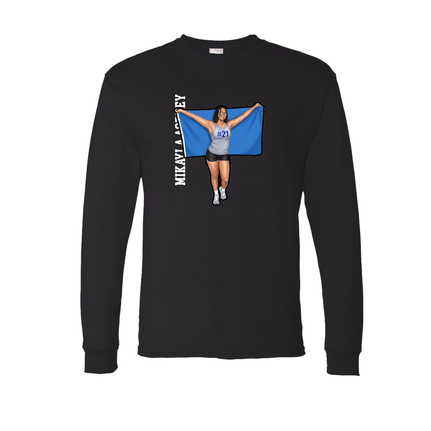 Long Sleeve Tee — Name Vertical in Black