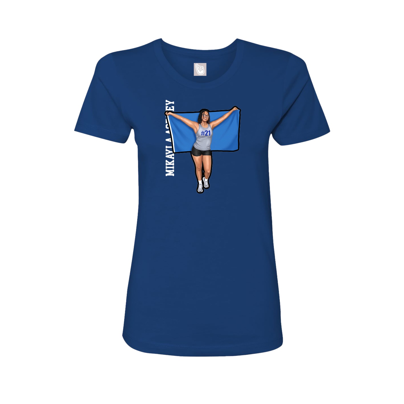 Fitted Women's Tee — Name Vertical in Royal